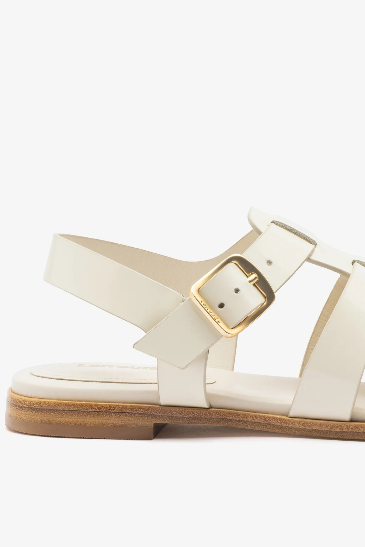 Stevie Flat Sandal In Ivory Box Leather - Image 4