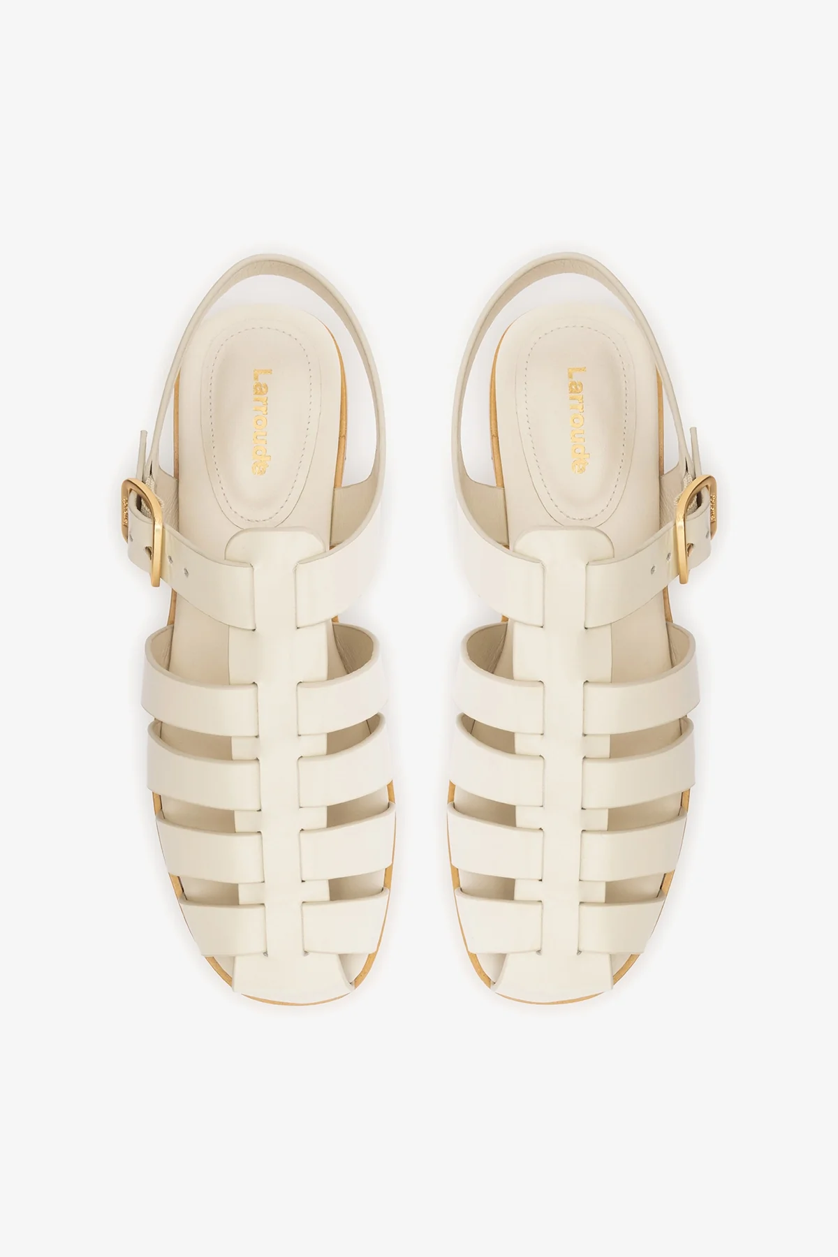 Stevie Flat Sandal In Ivory Box Leather - Image 5