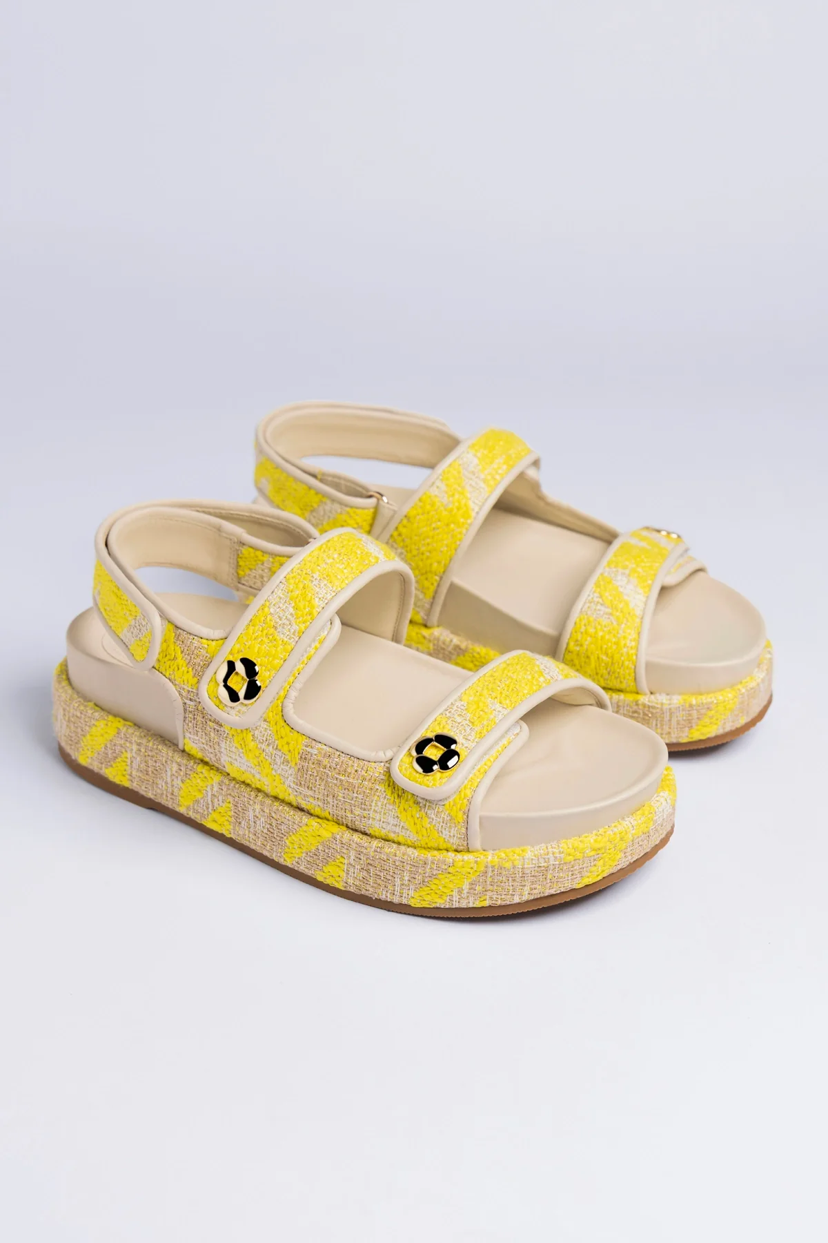 Jetty Sandal Yellow Printed Fabric - Image 6