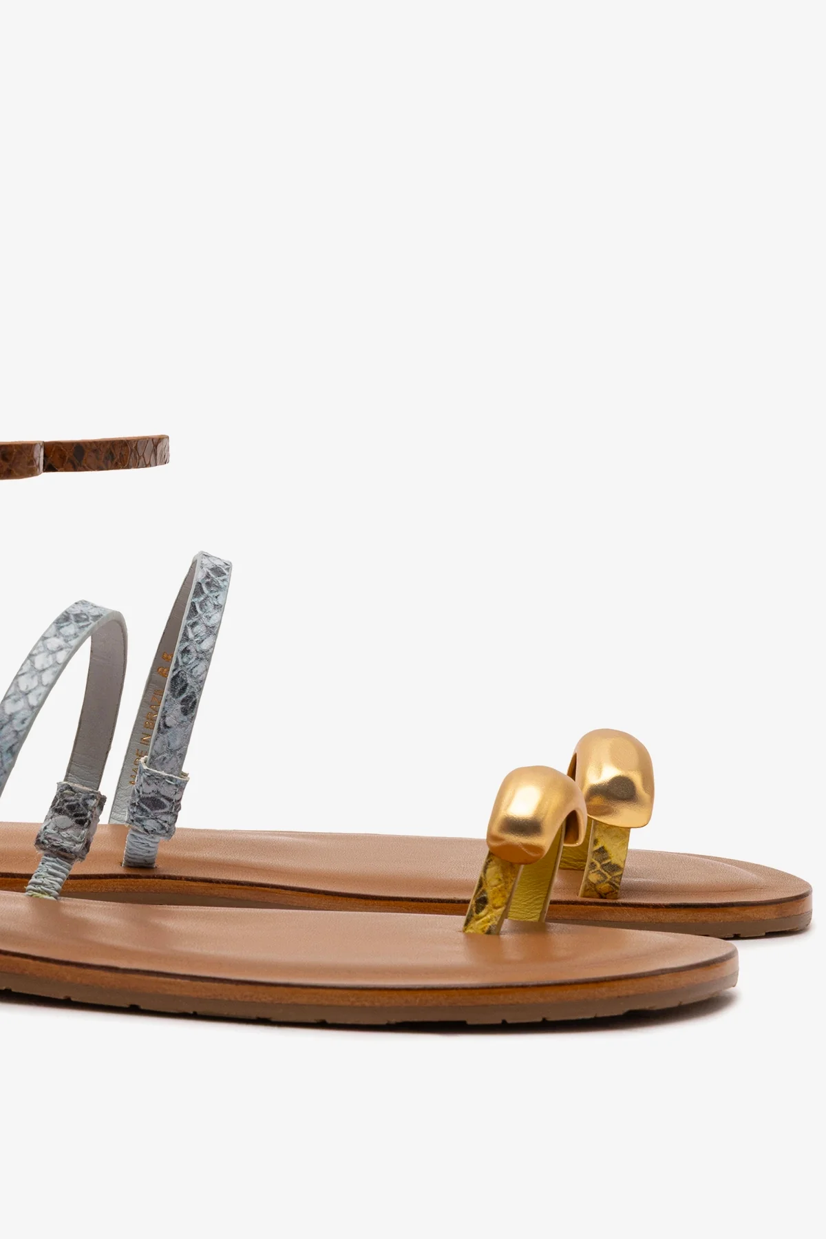 Biarritz Flat Sandal In Lemonade, Maya and Oud Python Embossed Leather - Image 4