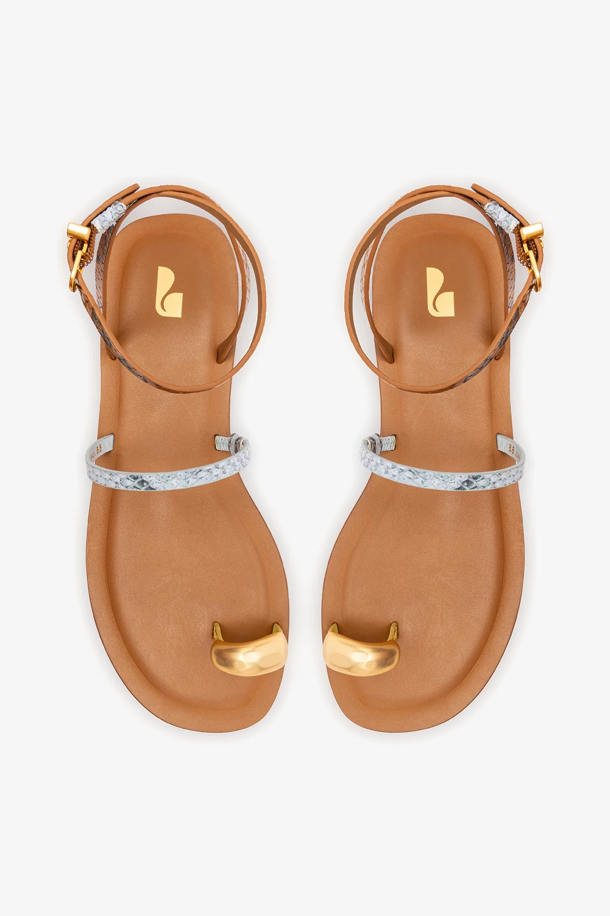 Biarritz Flat Sandal In Lemonade, Maya and Oud Python Embossed Leather - Image 7