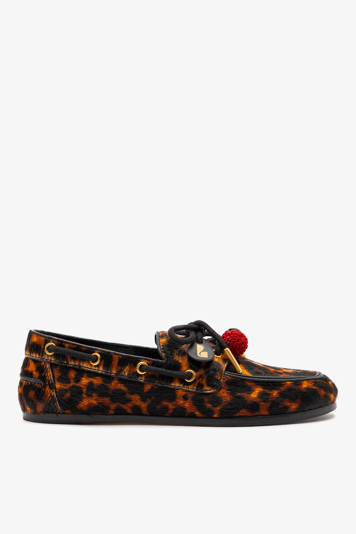 Cyprus Boat Shoe In Leopard Print Calf Hair Leather