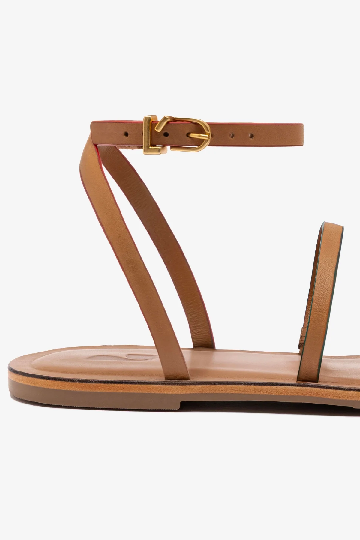 Biarritz Flat Sandal In Light Caramel Leather - Image 4