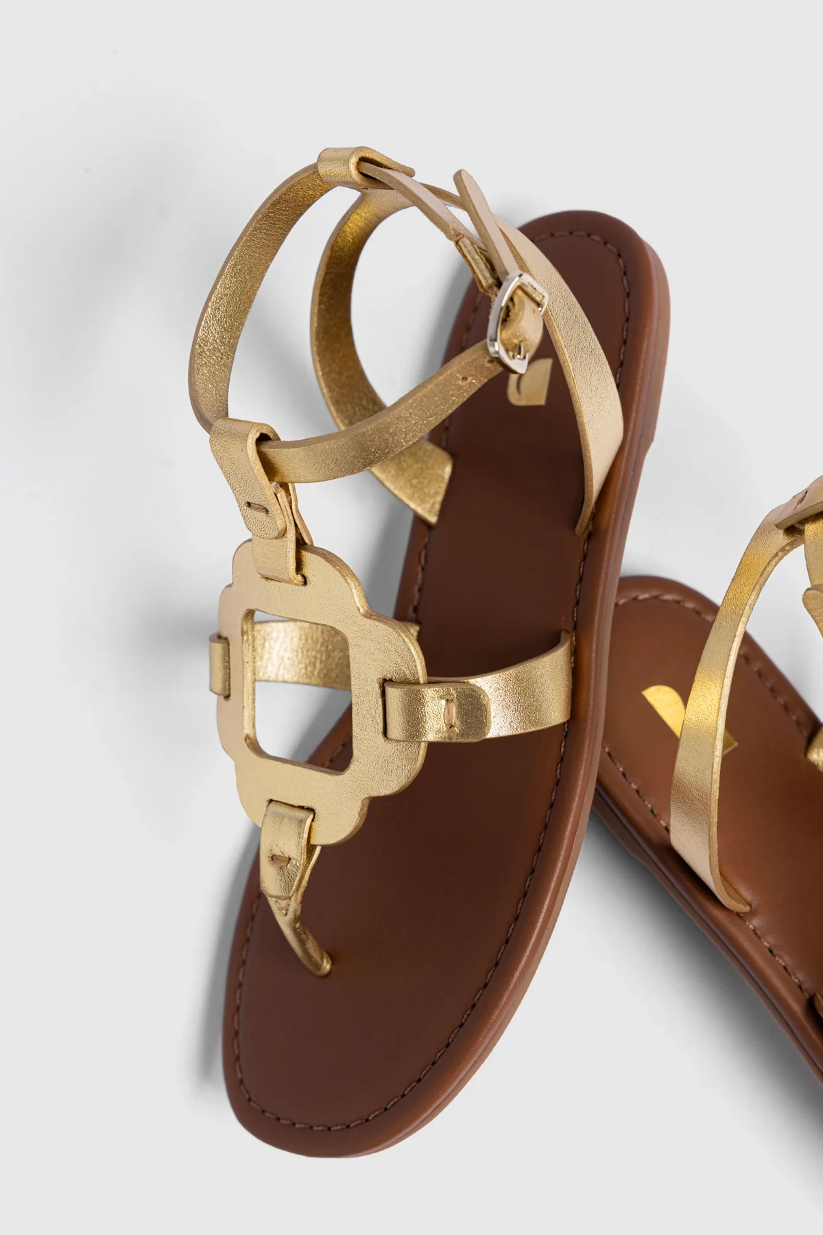 Margherita Sandal In Metallic Gold Leather - Image 2