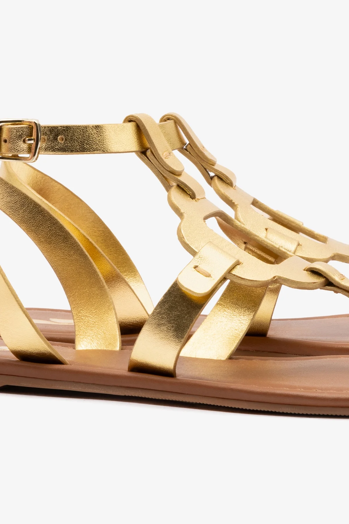 Margherita Sandal In Metallic Gold Leather - Image 4