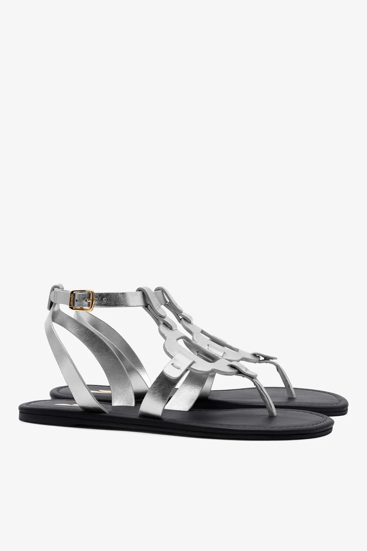 Margherita Sandal In Metallic Silver Leather - Image 3
