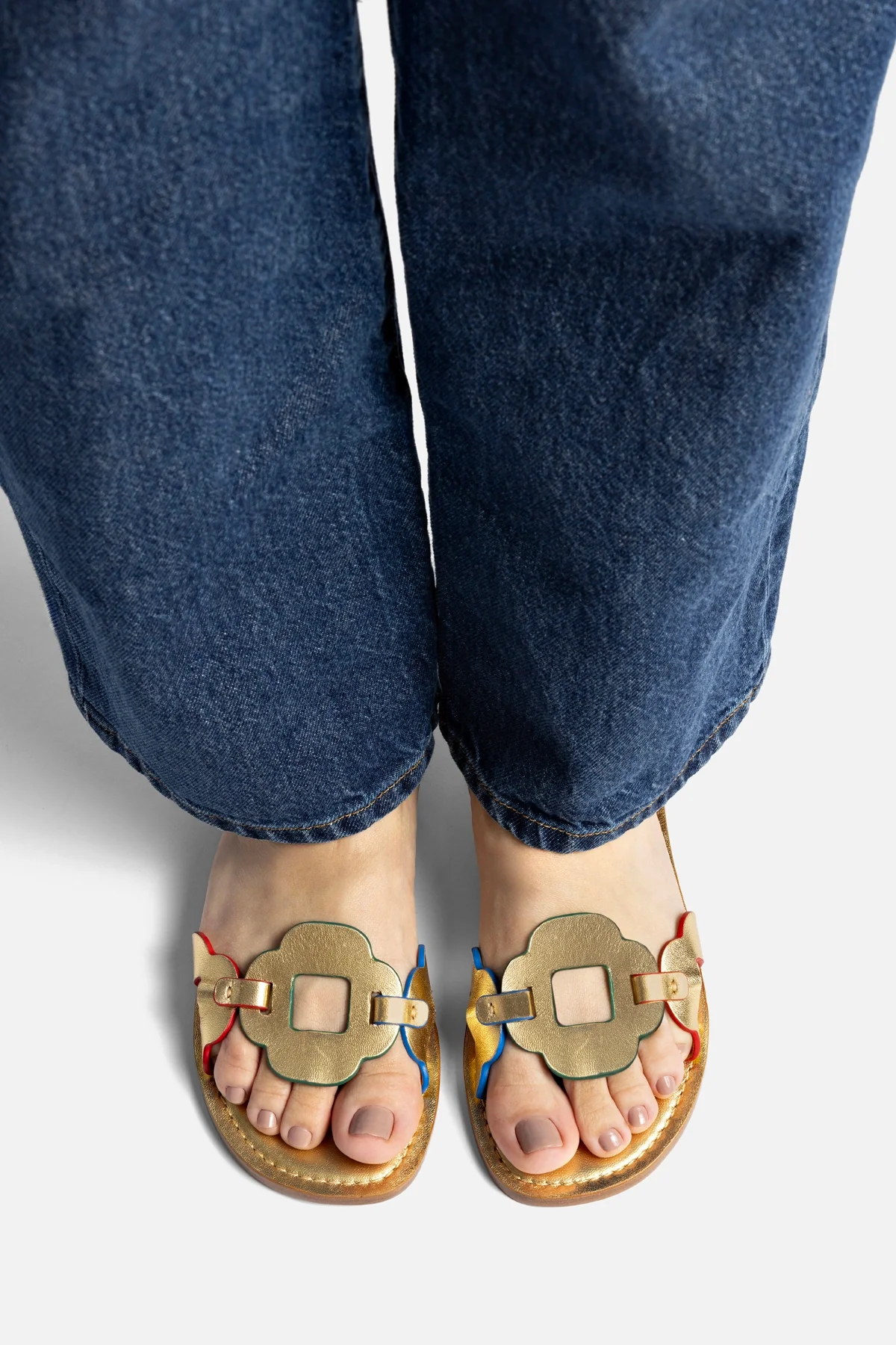 Margherita Slide In Metallic Gold Leather - Image 2