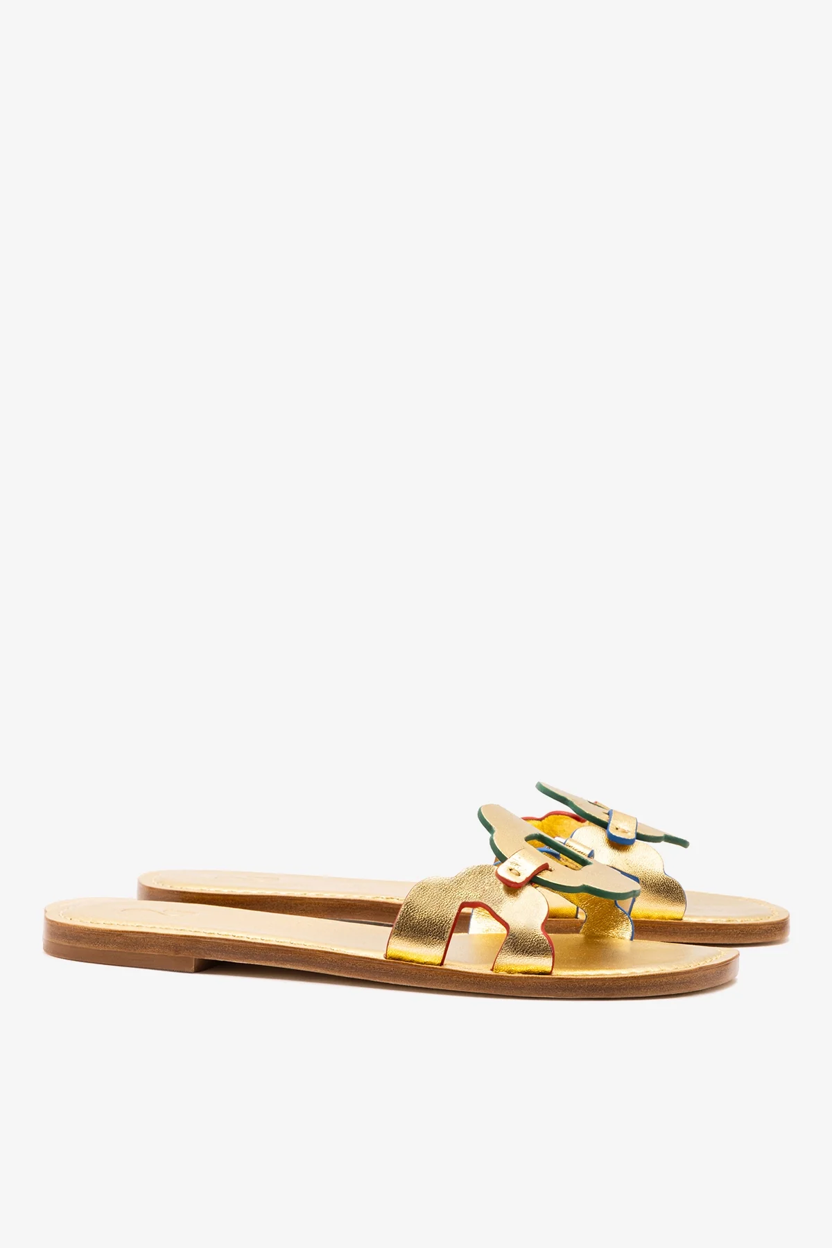 Margherita Slide In Metallic Gold Leather - Image 3