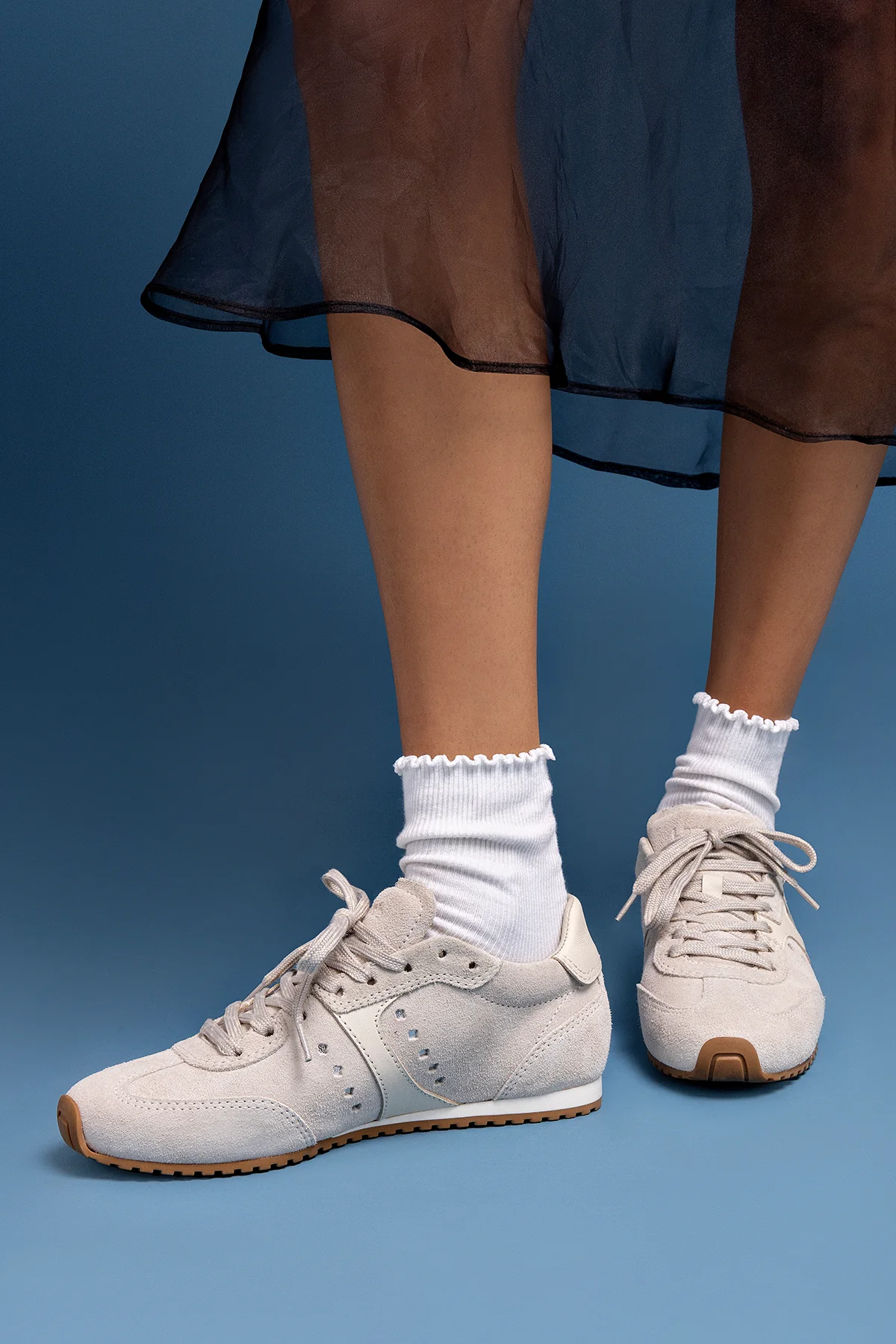Stella Sneaker In Mushroom Grey Suede and Ivory Leather - Image 2