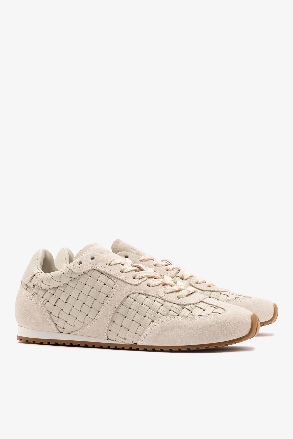 Stella Macrame Sneaker In Mushroom Grey Leather and Suede - Image 3