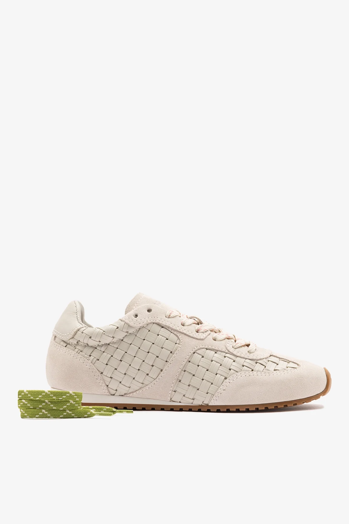 Stella Macrame Sneaker In Mushroom Grey Leather and Suede - Image 4
