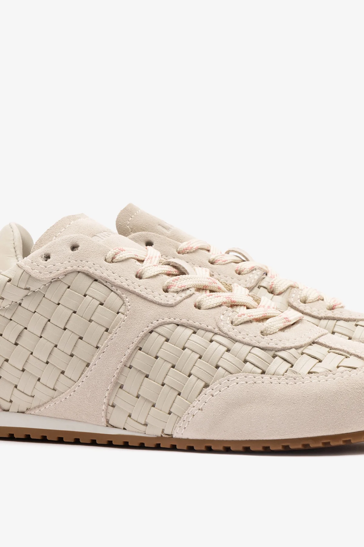 Stella Macrame Sneaker In Mushroom Grey Leather and Suede - Image 5