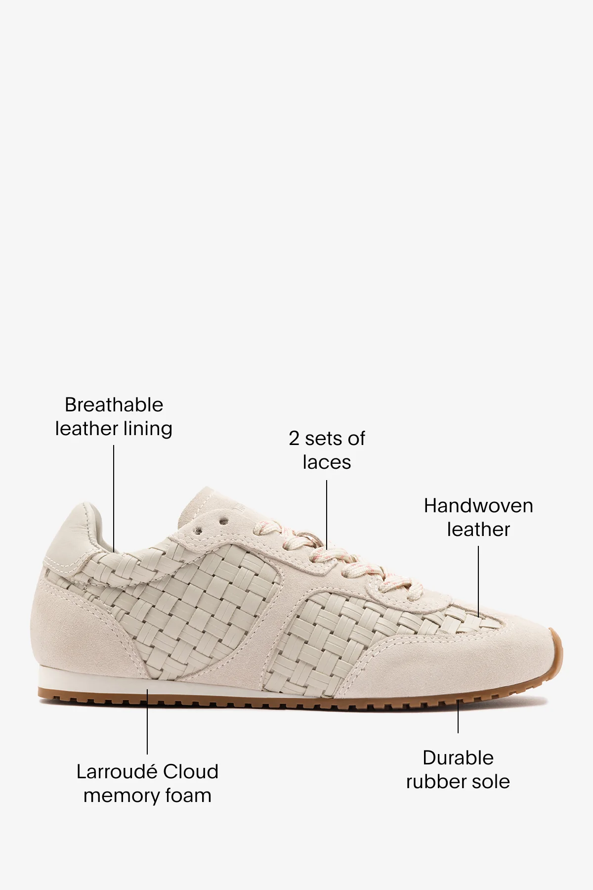 Stella Macrame Sneaker In Mushroom Grey Leather and Suede - Image 6