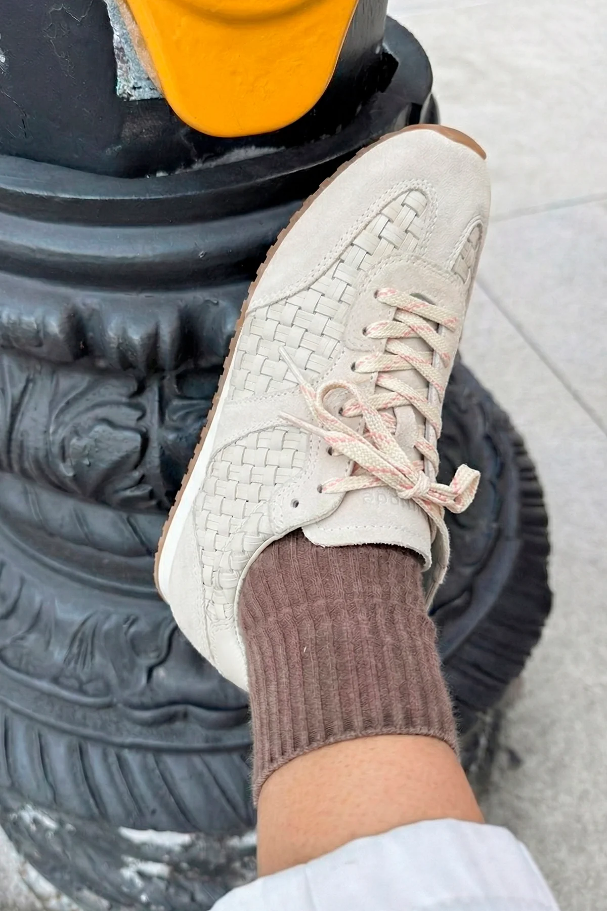 Stella Macrame Sneaker In Mushroom Grey Leather and Suede - Image 7