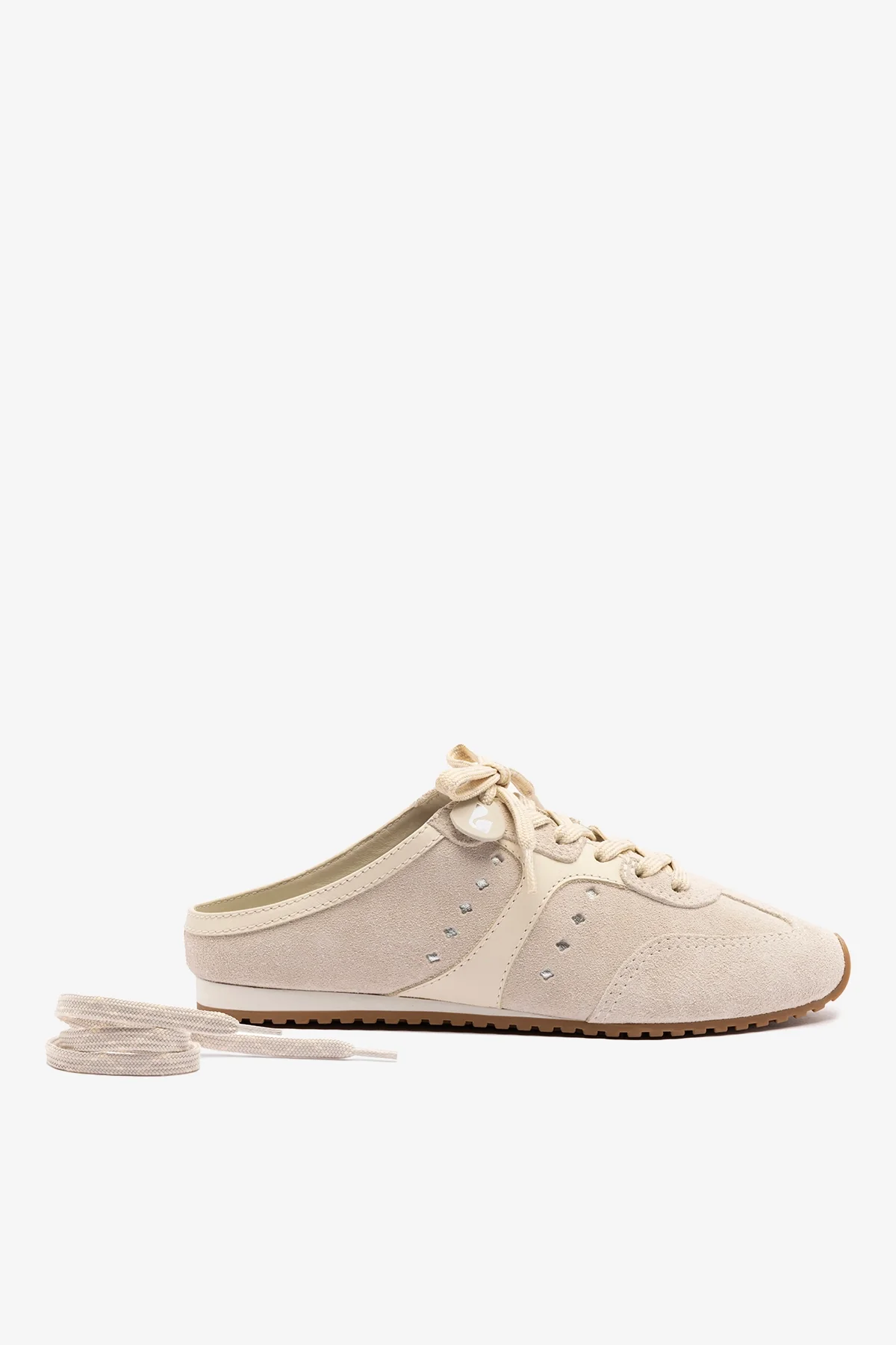 Stella Mule In Mushroom Grey Suede and Ivory Leather - Image 4