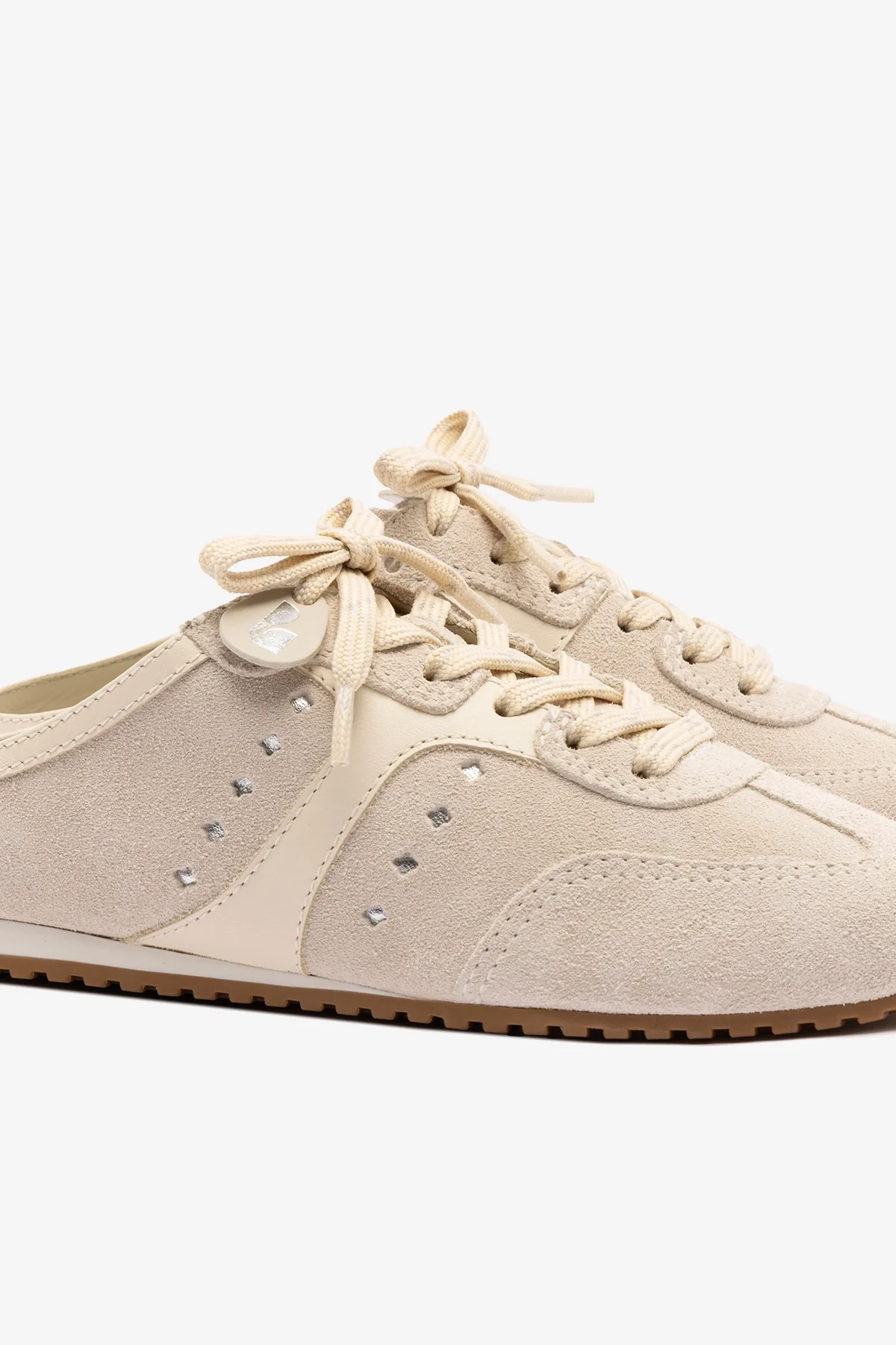 Stella Mule In Mushroom Grey Suede and Ivory Leather - Image 5