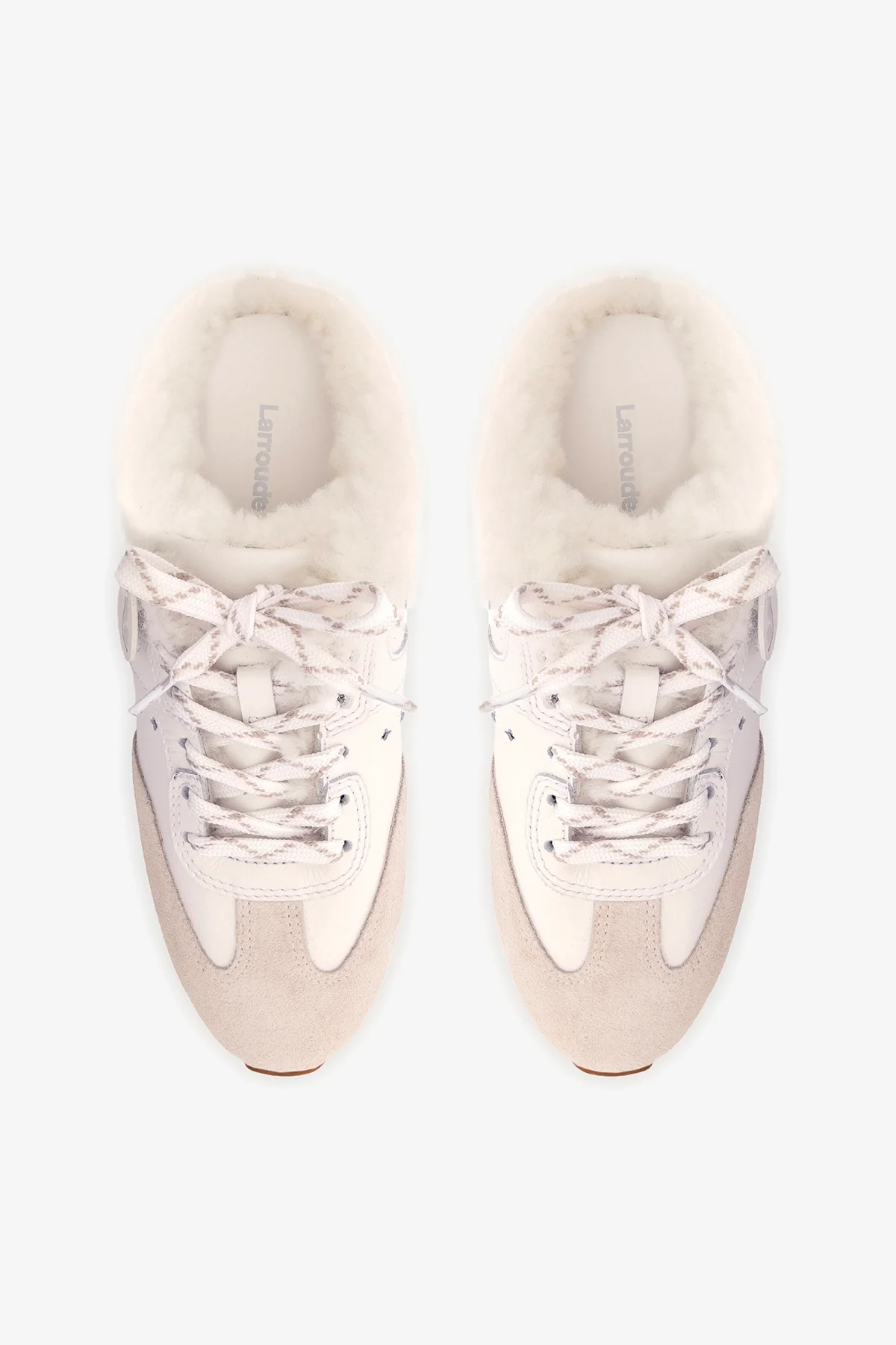 Stella Mule In Mushroom Grey Suede and White Shearling - Image 7