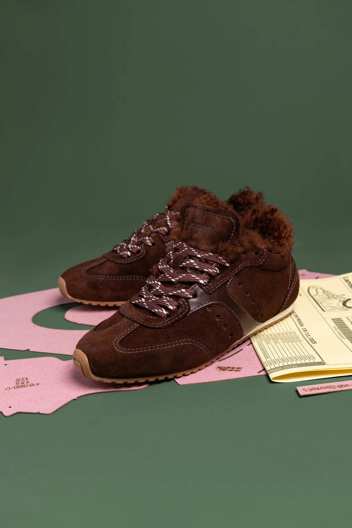 Stella Sneaker In Brown Suede and Brown Shearling - Image 2