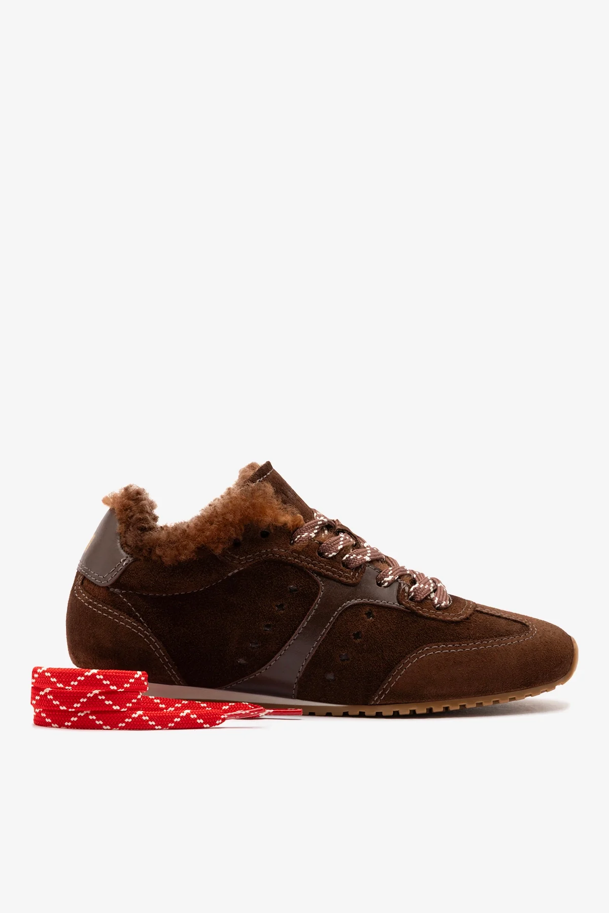 Stella Sneaker In Brown Suede and Brown Shearling - Image 3