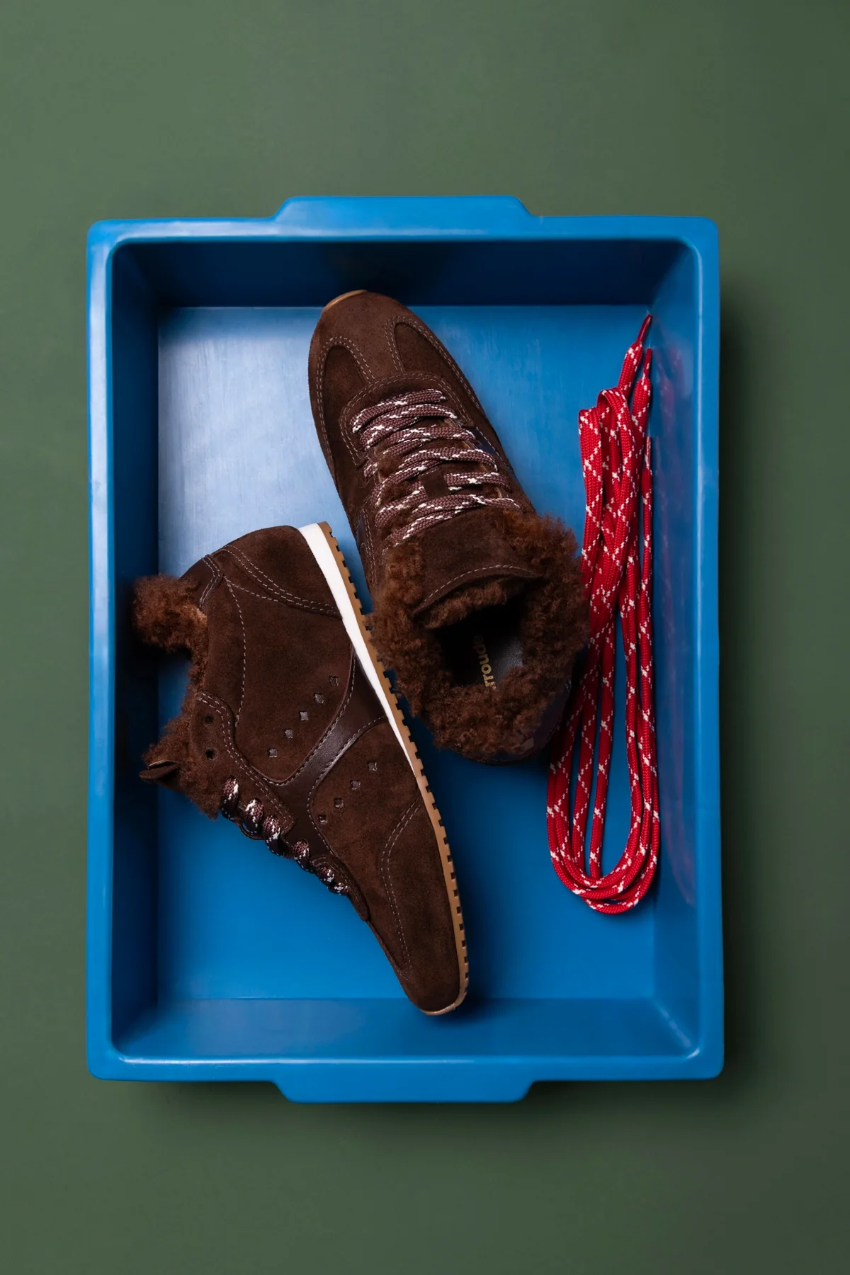 Stella Sneaker In Brown Suede and Brown Shearling - Image 5