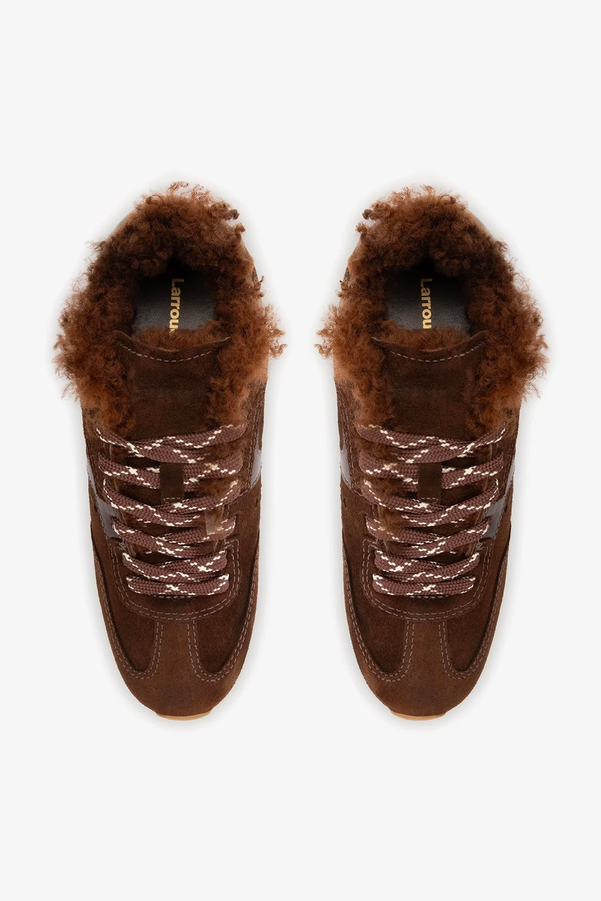 Stella Sneaker In Brown Suede and Brown Shearling - Image 6