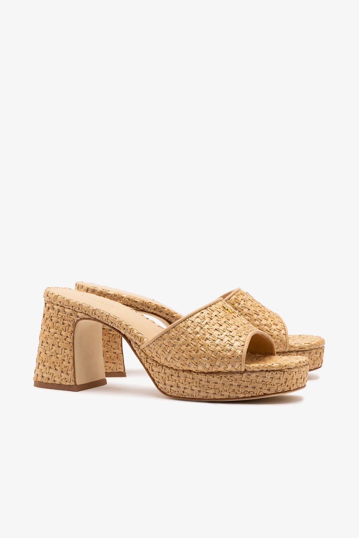 Dolly Low Mule In Natural And Beige Raffia - Image 3