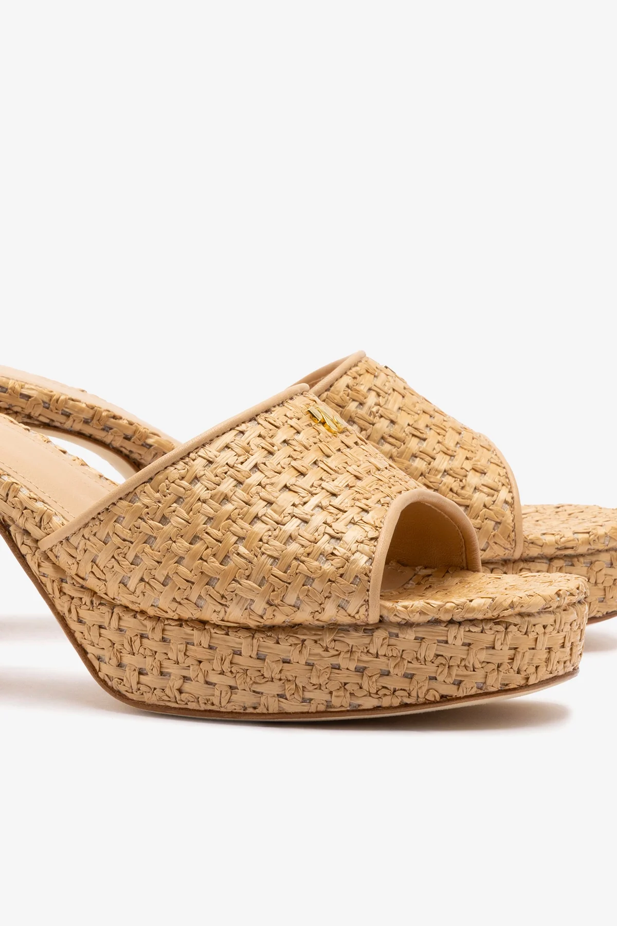 Dolly Low Mule In Natural And Beige Raffia - Image 4