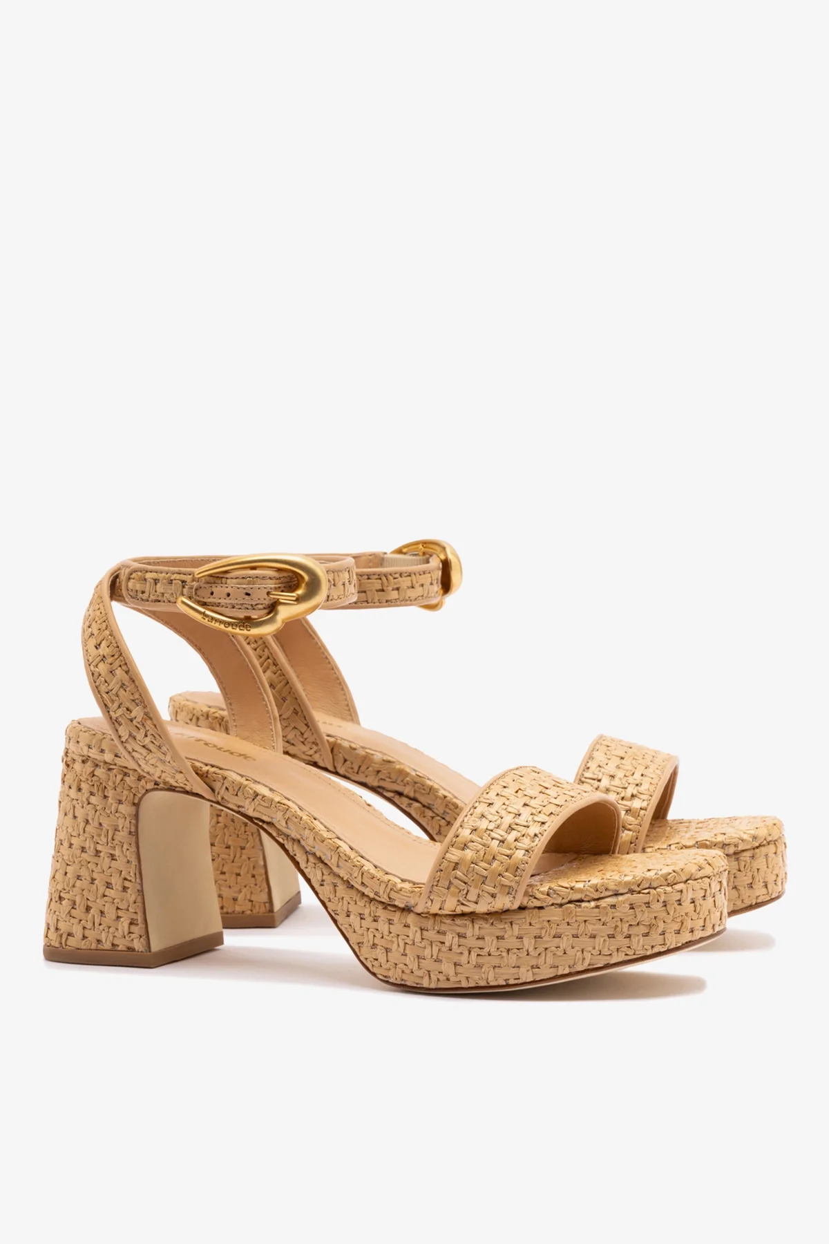 Dolly Verona Low Sandal In Natural Raffia and Beige Leather - Image 3