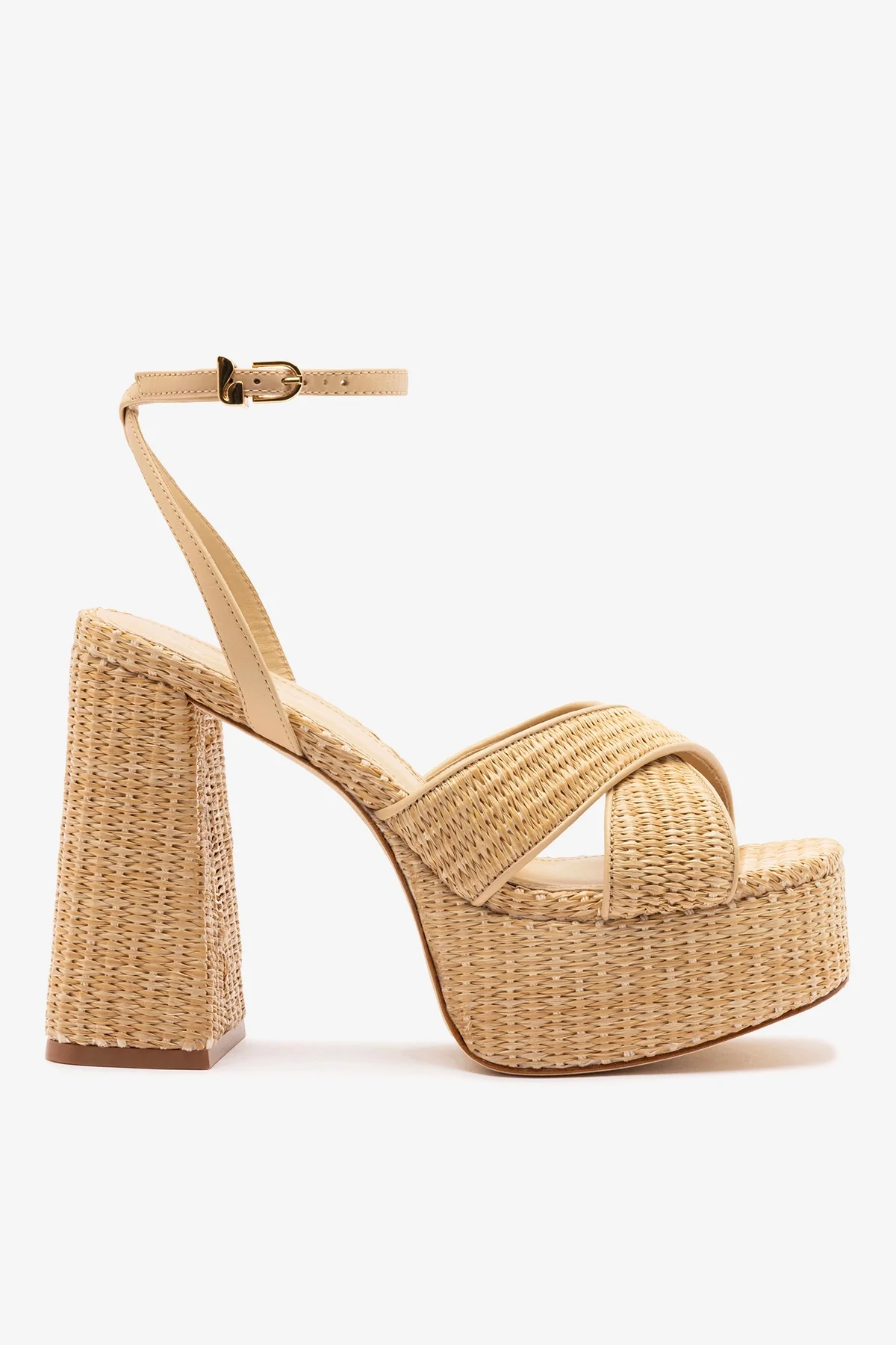 Dolly X Platform Sandal In Natural Raffia - Image 3
