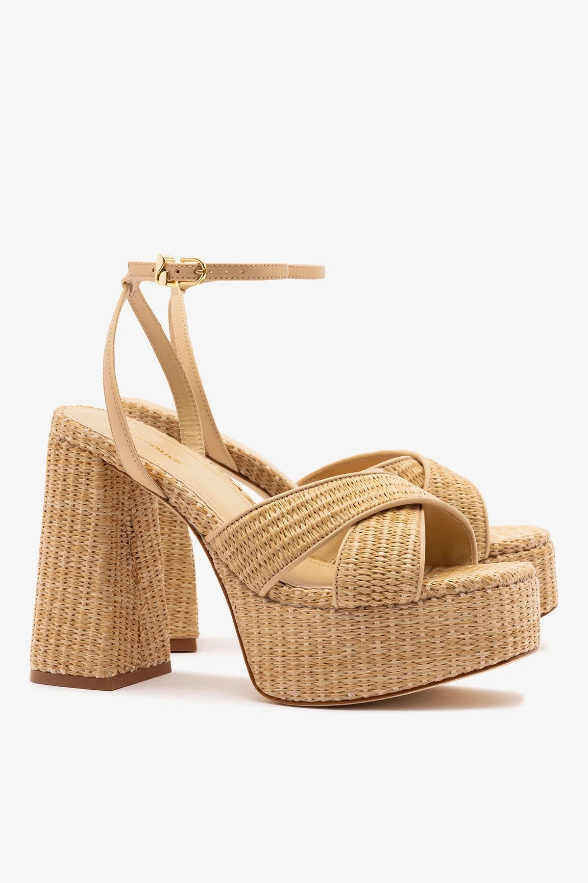 Dolly X Platform Sandal In Natural Raffia - Image 4