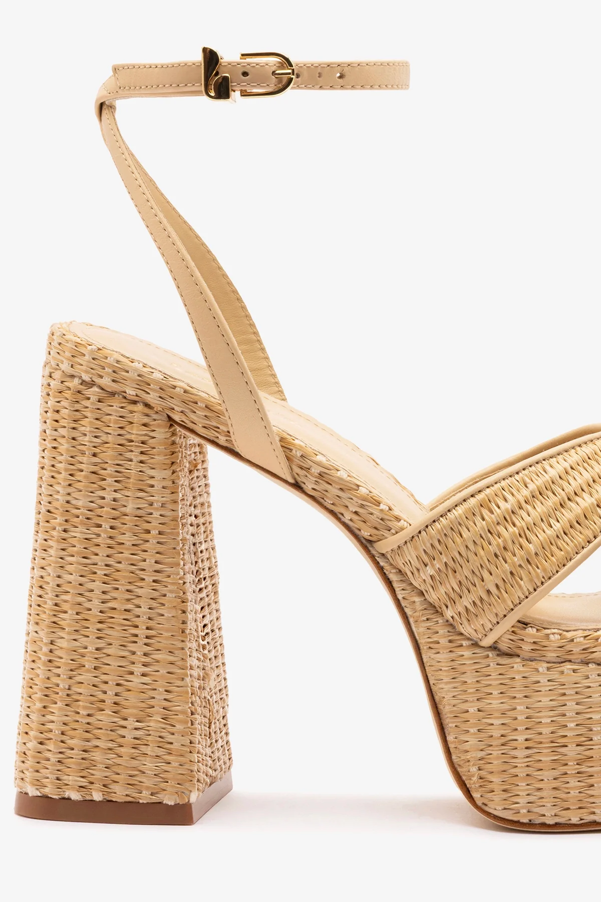 Dolly X Platform Sandal In Natural Raffia - Image 5