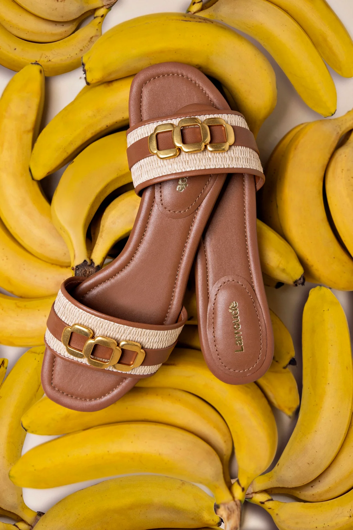 Franca Flat In Natural Raffia And Caramel Leather - Image 2
