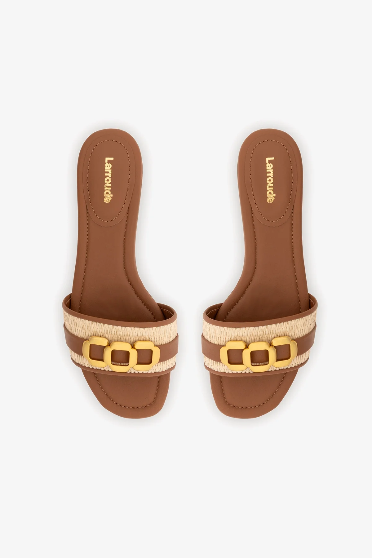 Franca Flat In Natural Raffia And Caramel Leather - Image 6