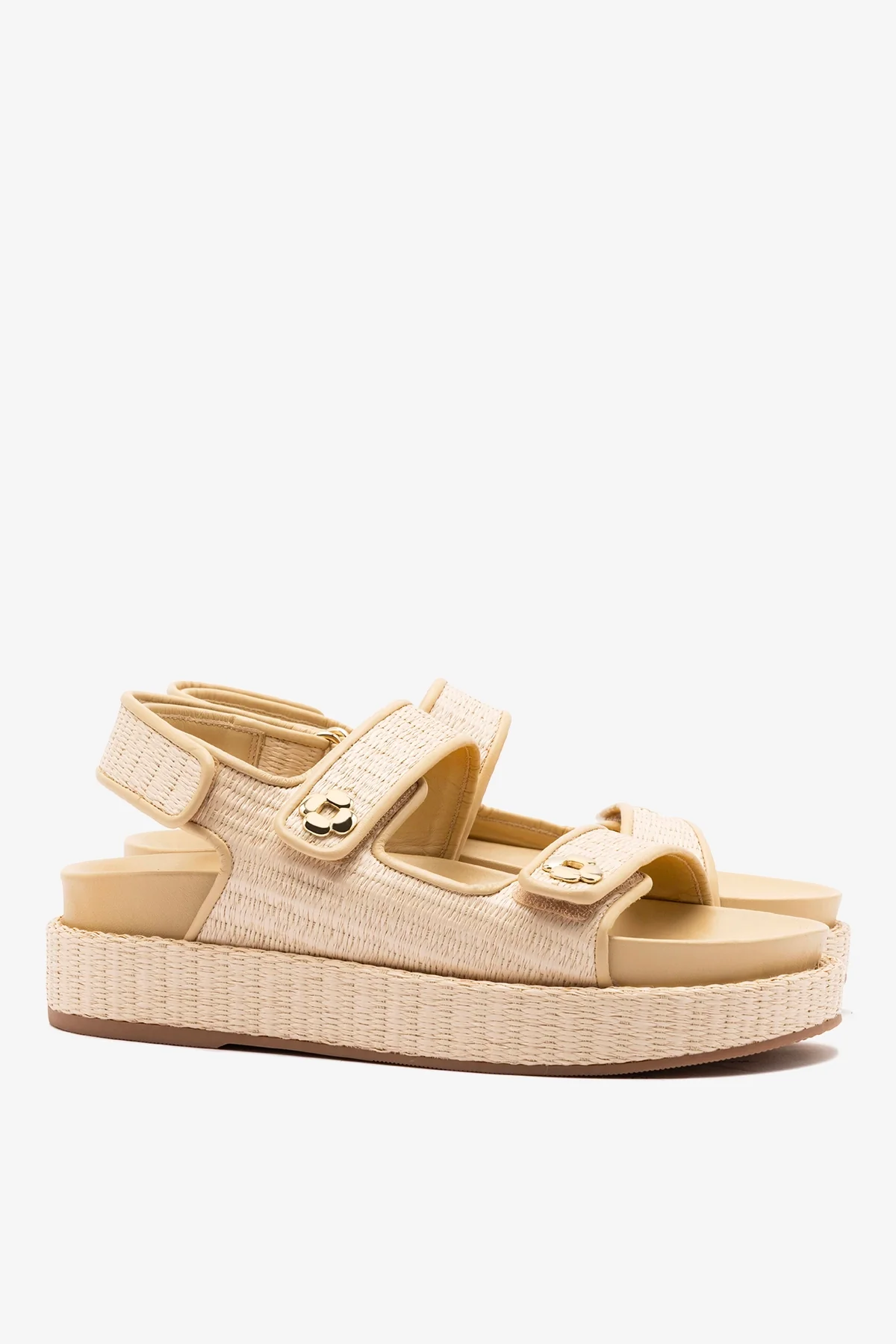 Jetty Sandal In Natural Beach Raffia and Beige Leather - Image 3