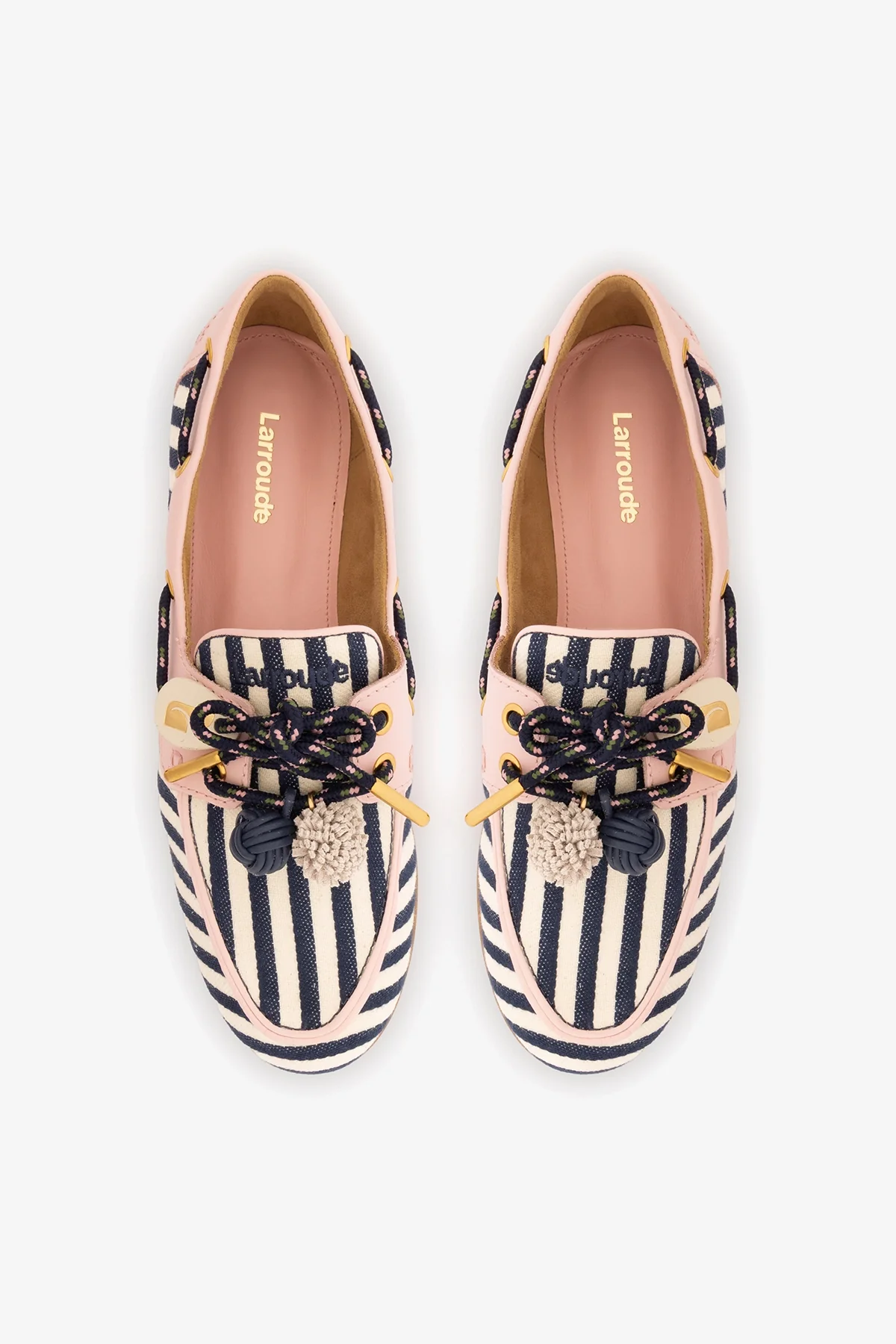 Cyprus Boat Shoe Navy Striped and Pink Leather - Image 7
