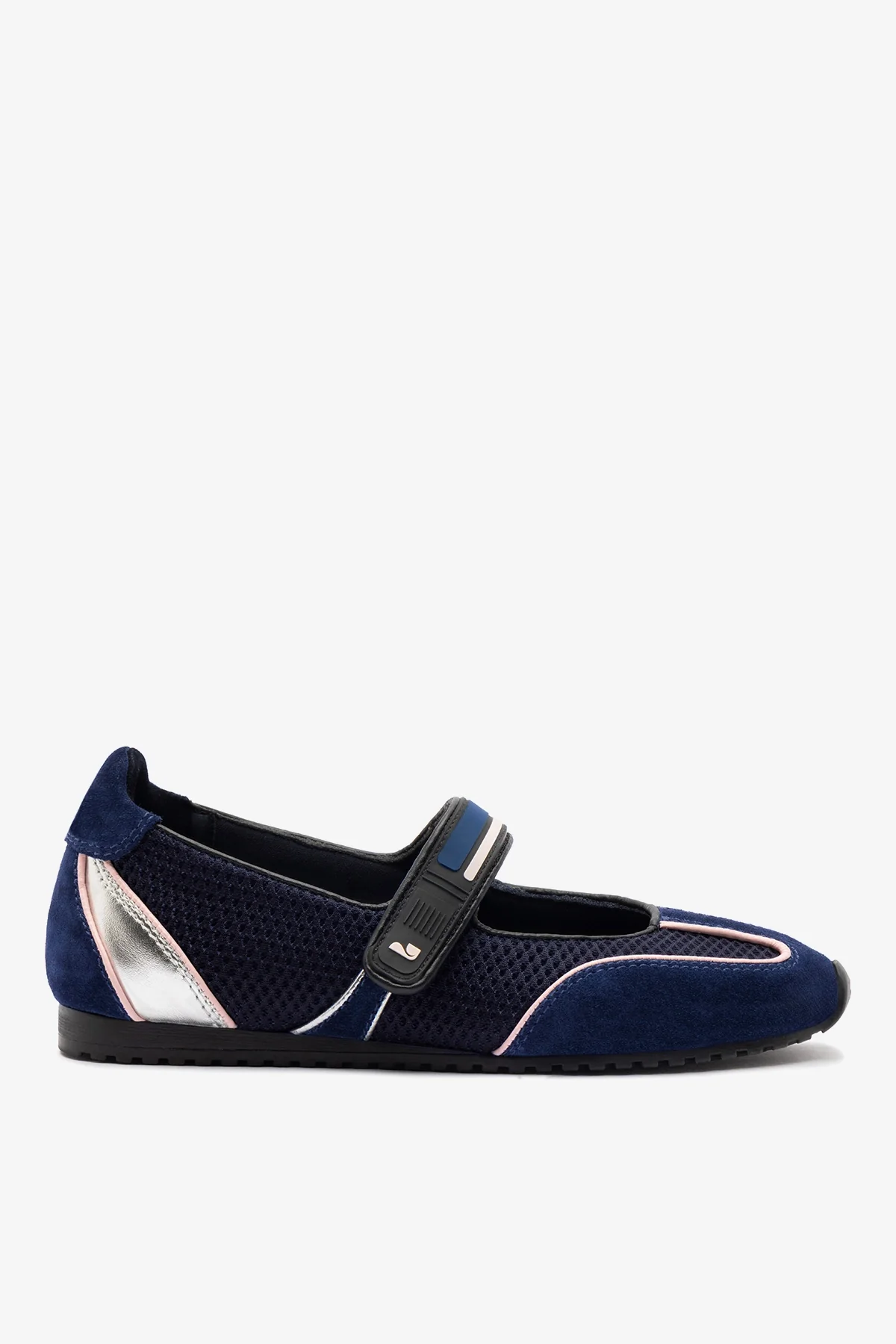 Devon Sneakerina Black Mesh and Navy Suede