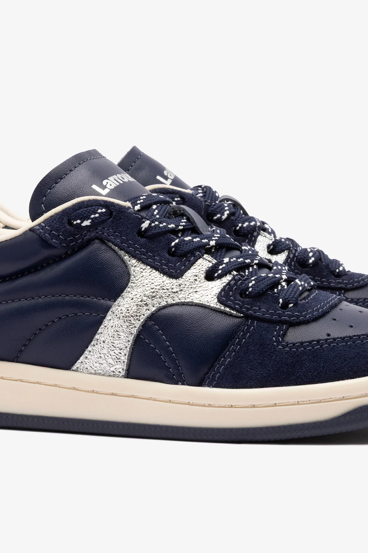 George Sneaker In Navy Suede and Silver Sparkle Leather - Image 5
