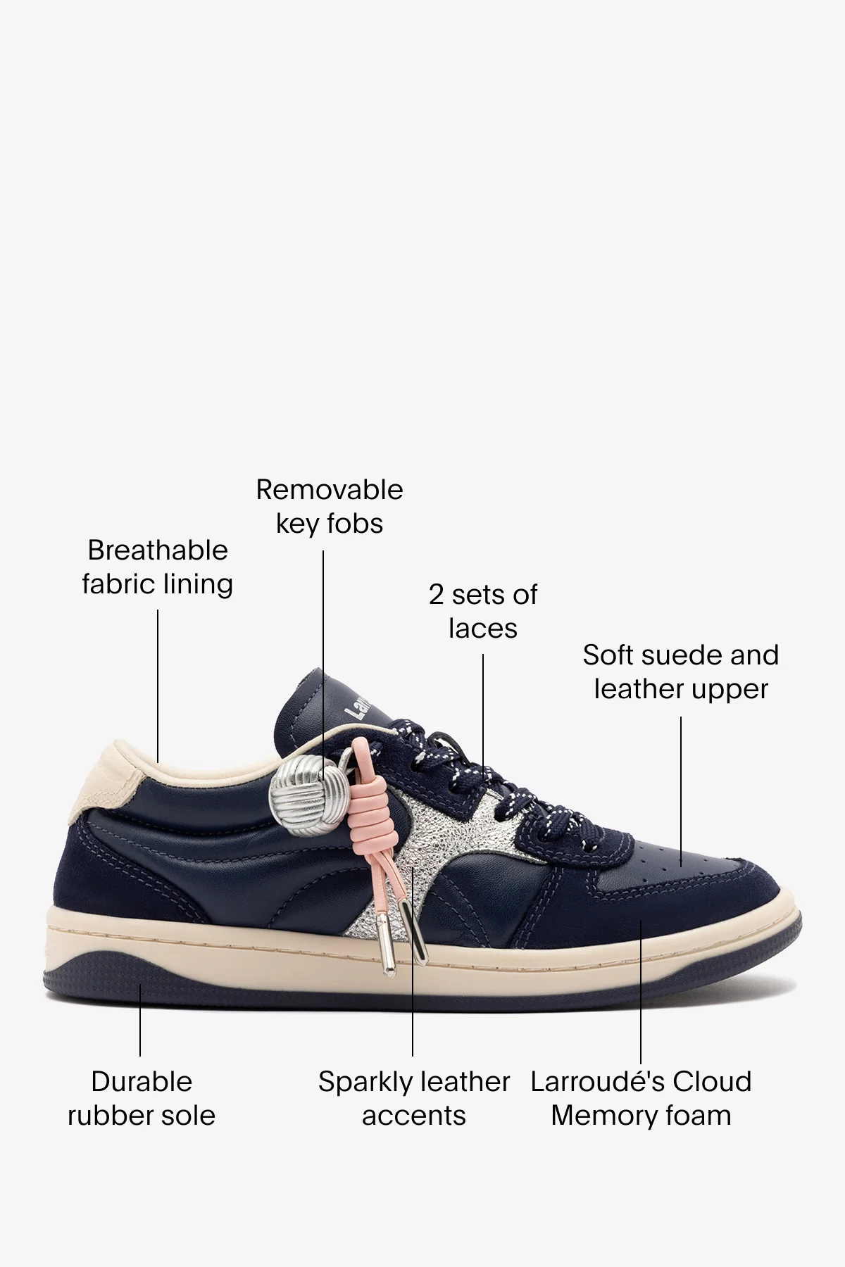 George Sneaker In Navy Suede and Silver Sparkle Leather - Image 6