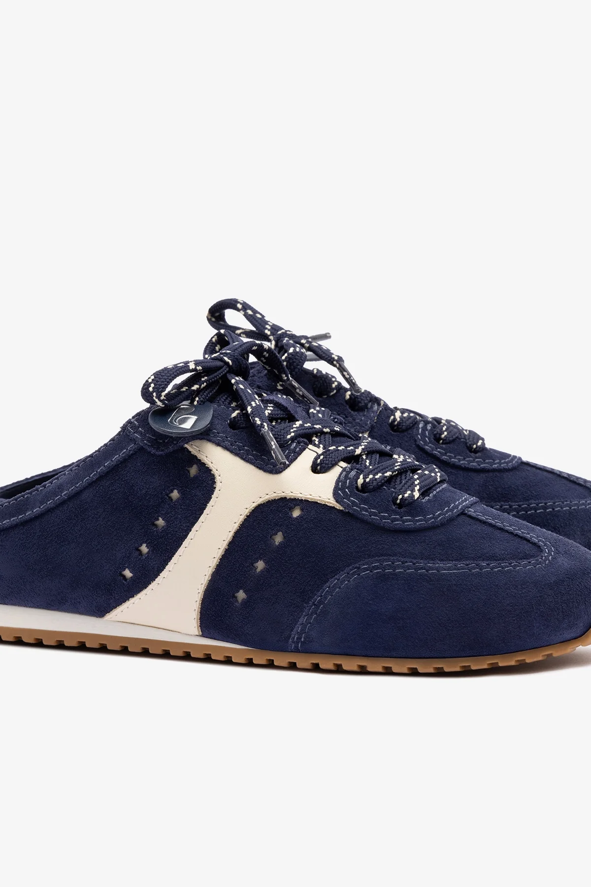 Stella Mule In Navy Suede and Ivory Leather - Image 5