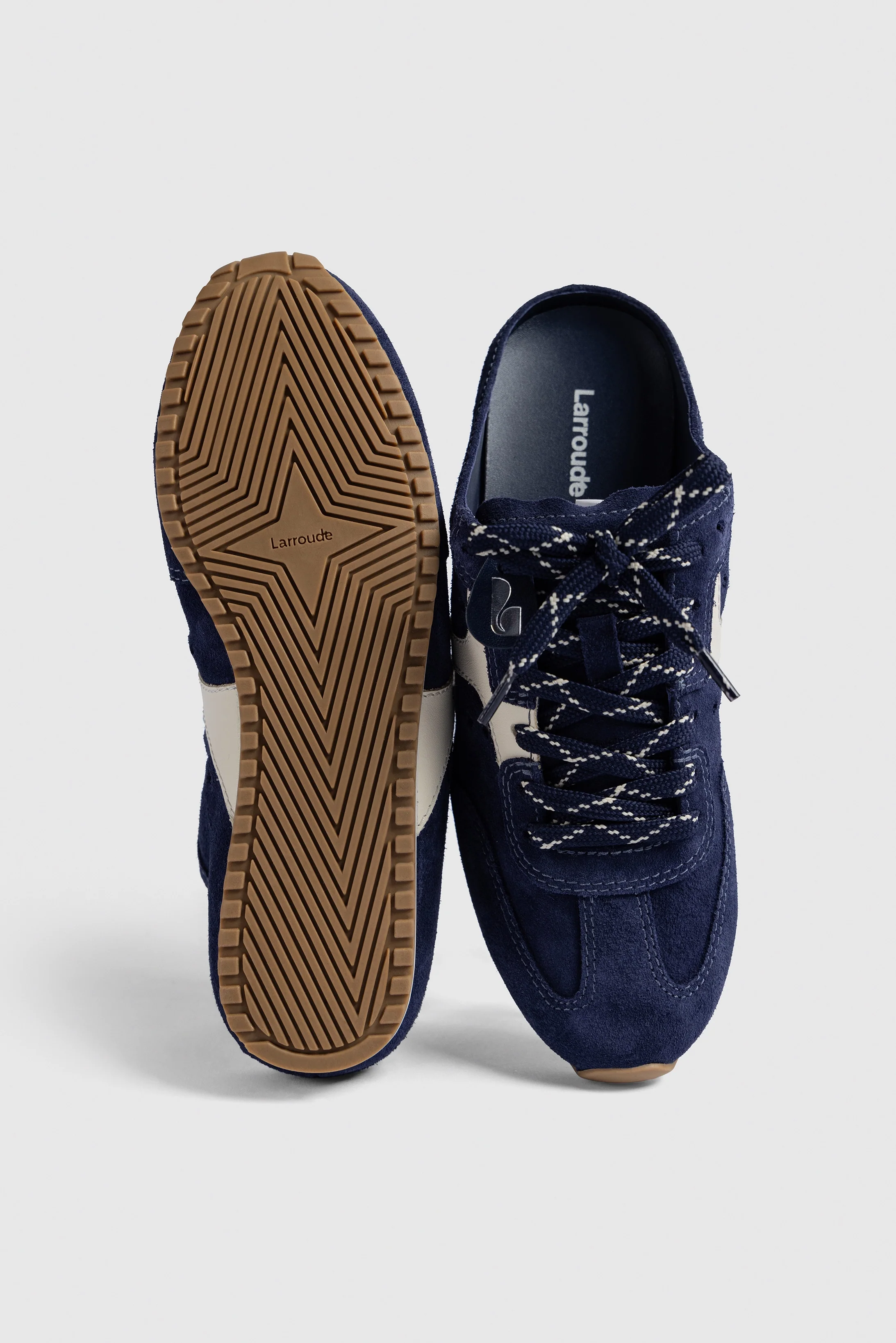 Stella Mule In Navy Suede and Ivory Leather - Image 7
