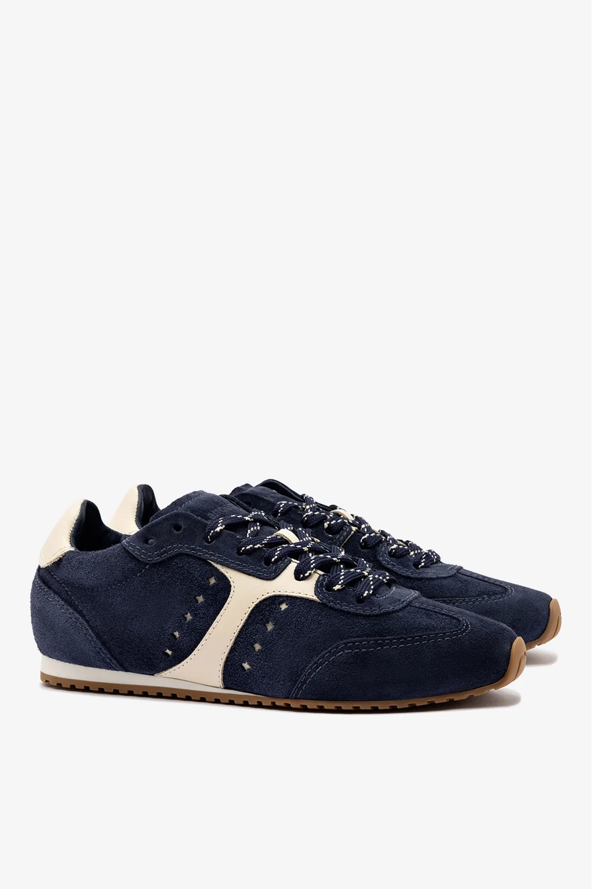 Stella Sneaker In Navy Suede and Ivory Leather - Image 3