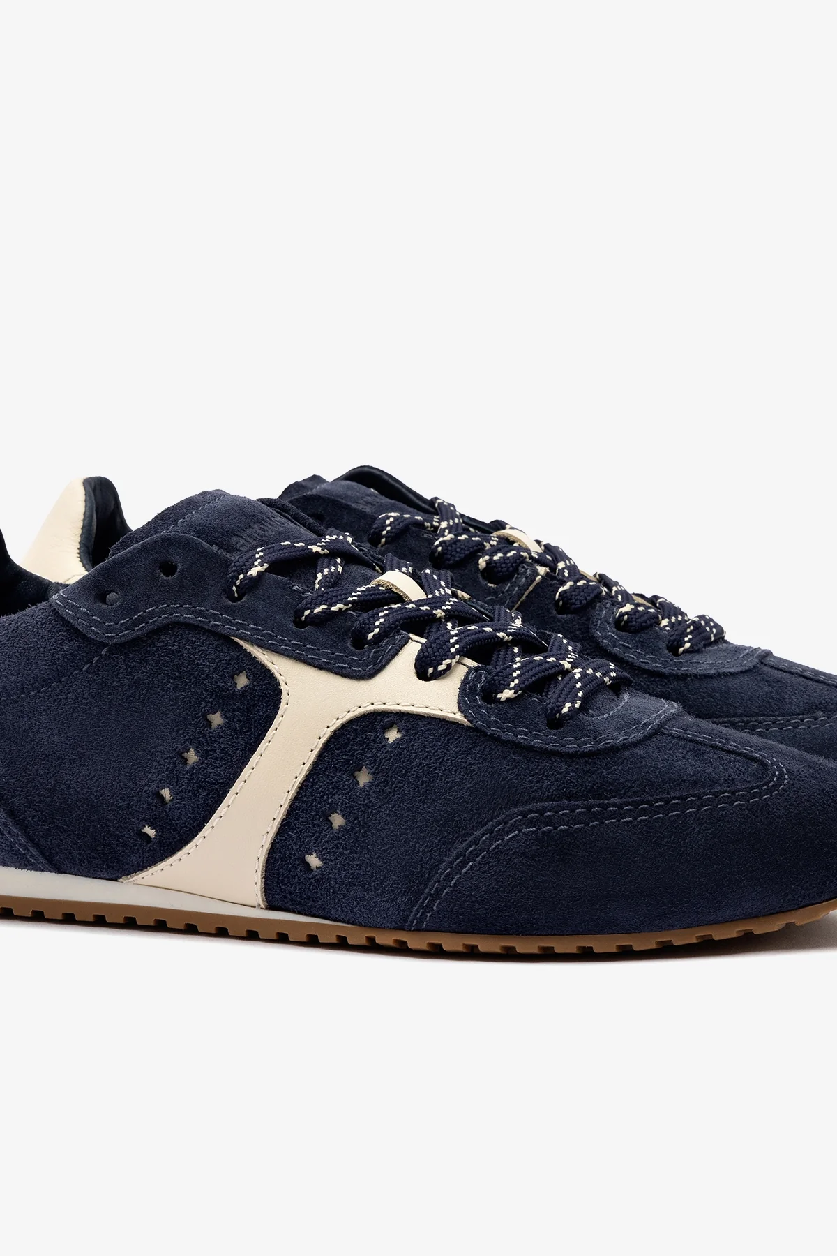 Stella Sneaker In Navy Suede and Ivory Leather - Image 4