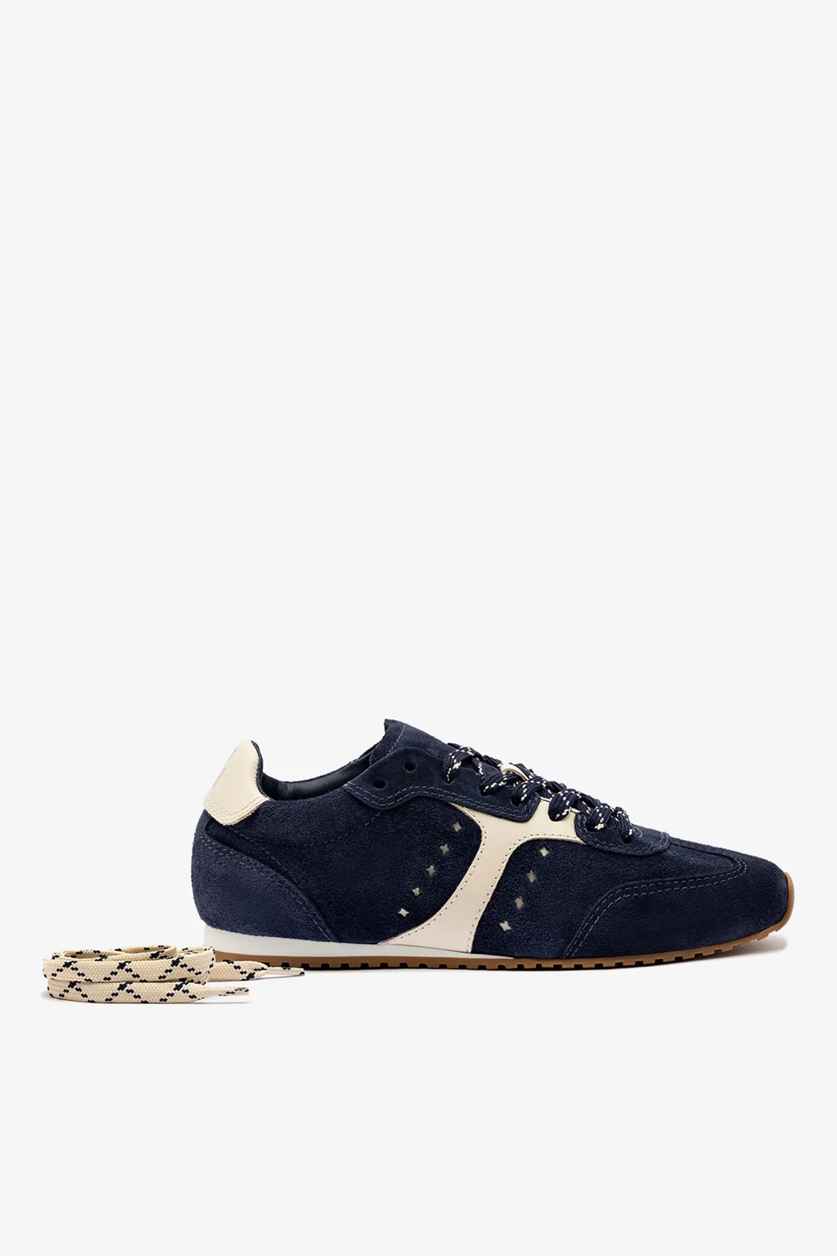 Stella Sneaker In Navy Suede and Ivory Leather - Image 5