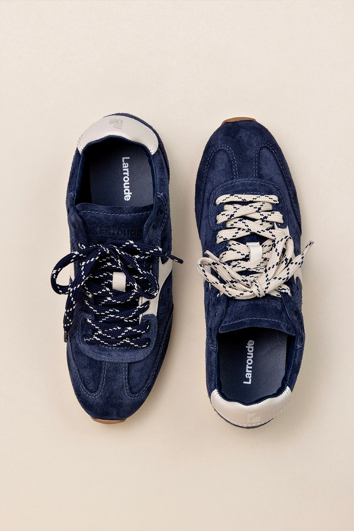 Stella Sneaker In Navy Suede and Ivory Leather - Image 7