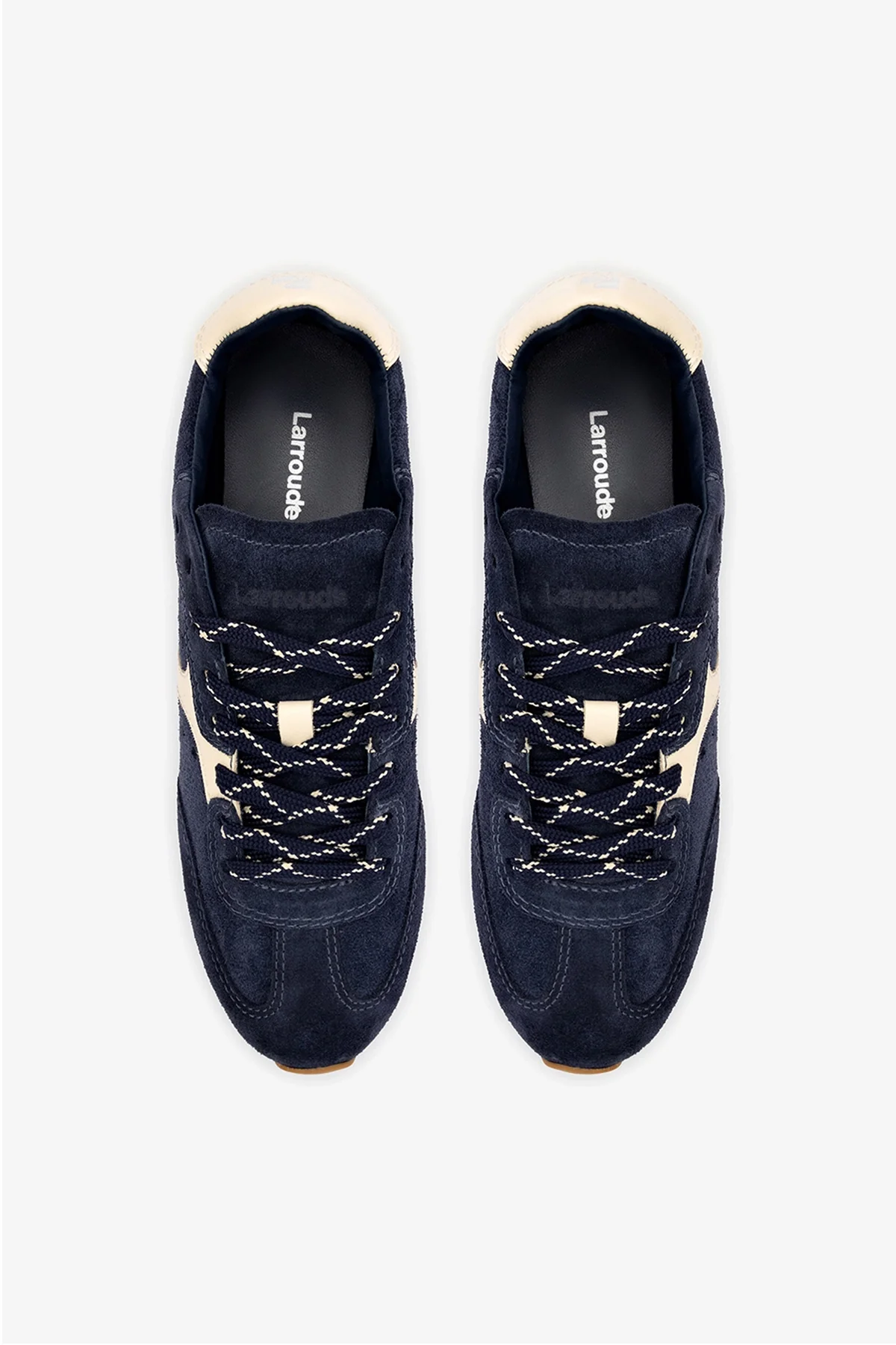 Stella Sneaker In Navy Suede and Ivory Leather - Image 8