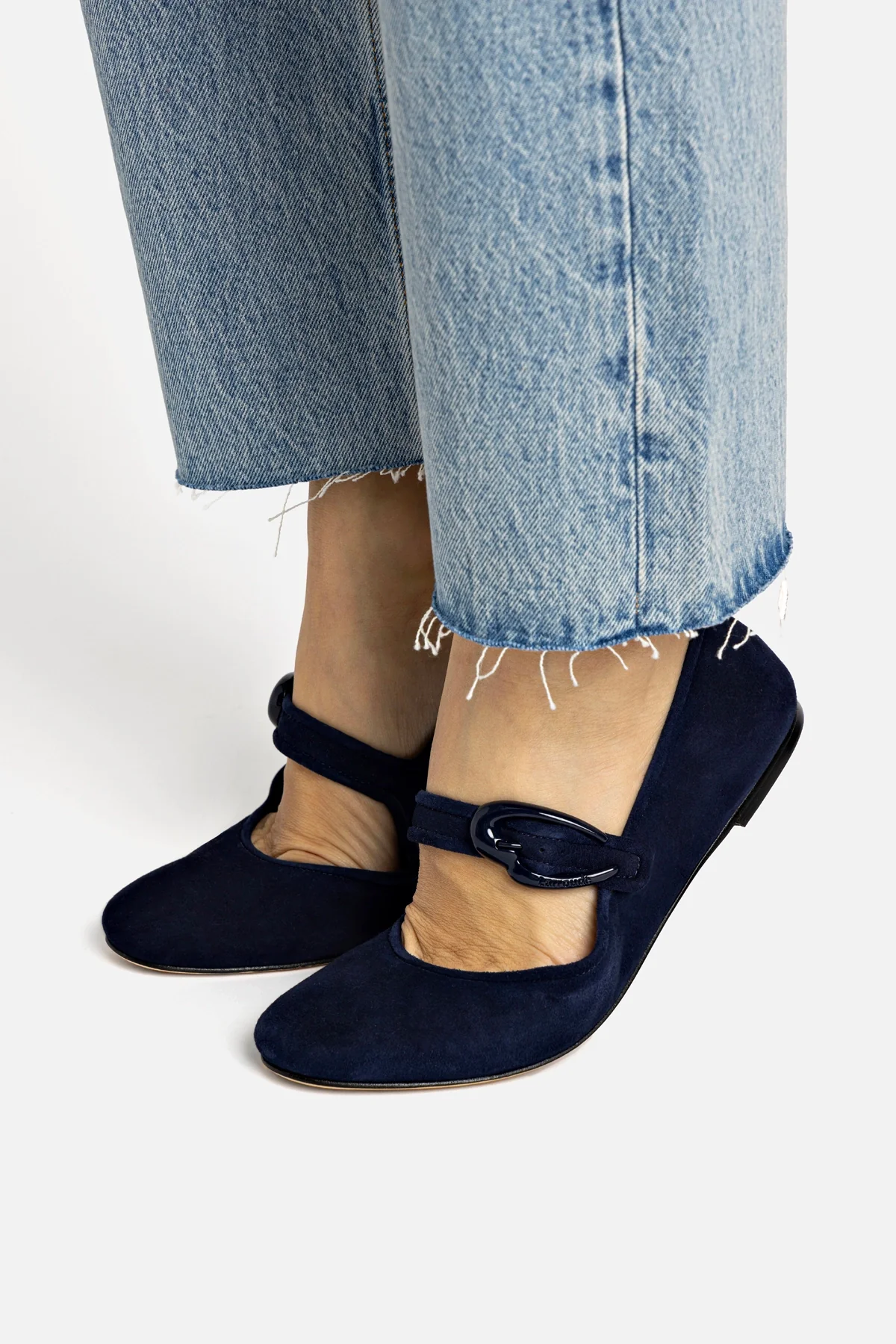 Verona Ballet Flat In Navy Suede - Image 2