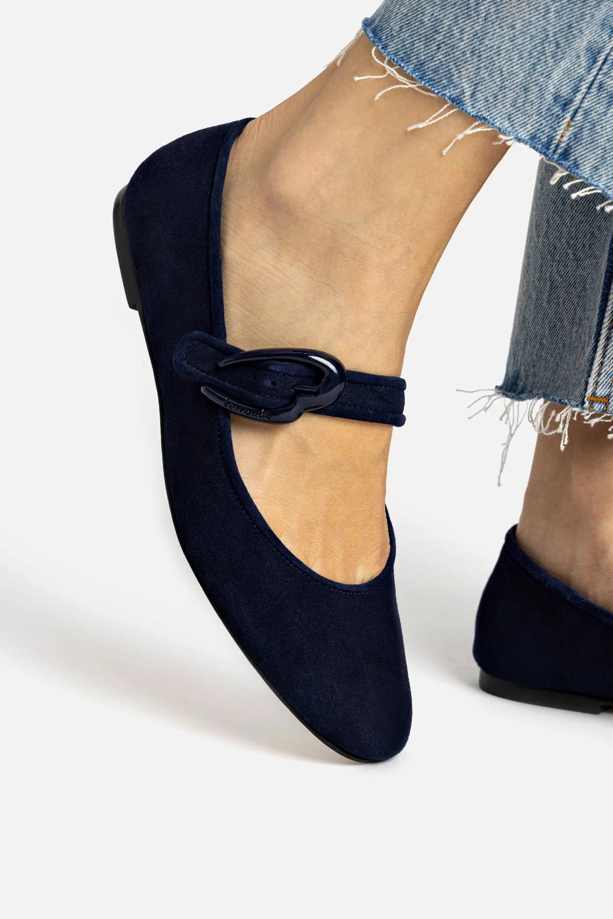 Verona Ballet Flat In Navy Suede - Image 6
