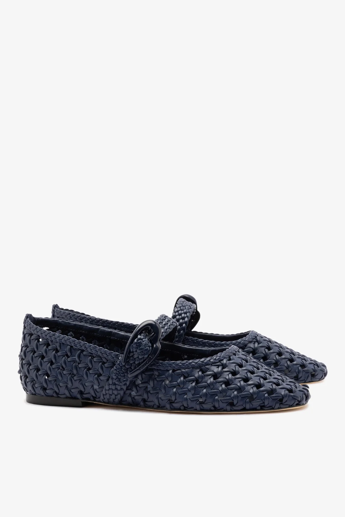 Verona New Macrame Ballet Flat In Navy Leather - Image 3