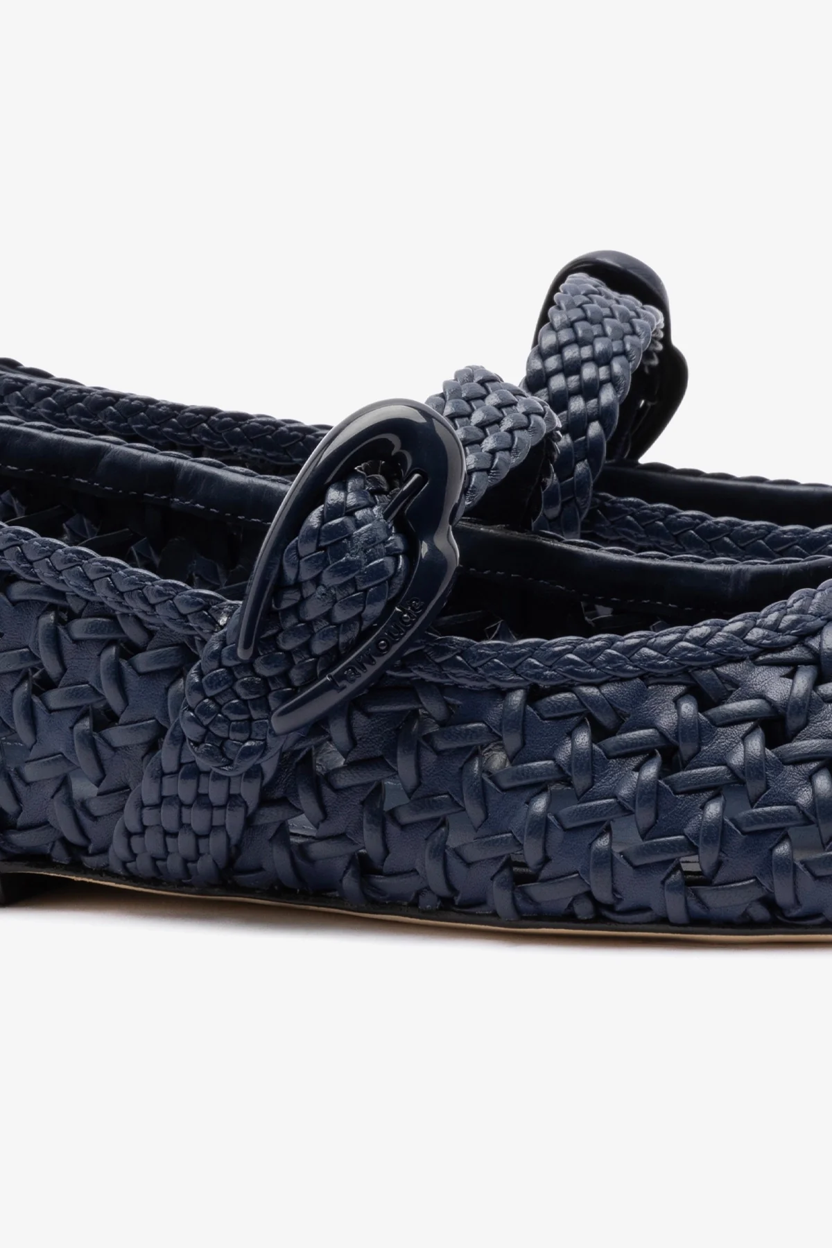 Verona New Macrame Ballet Flat In Navy Leather - Image 4