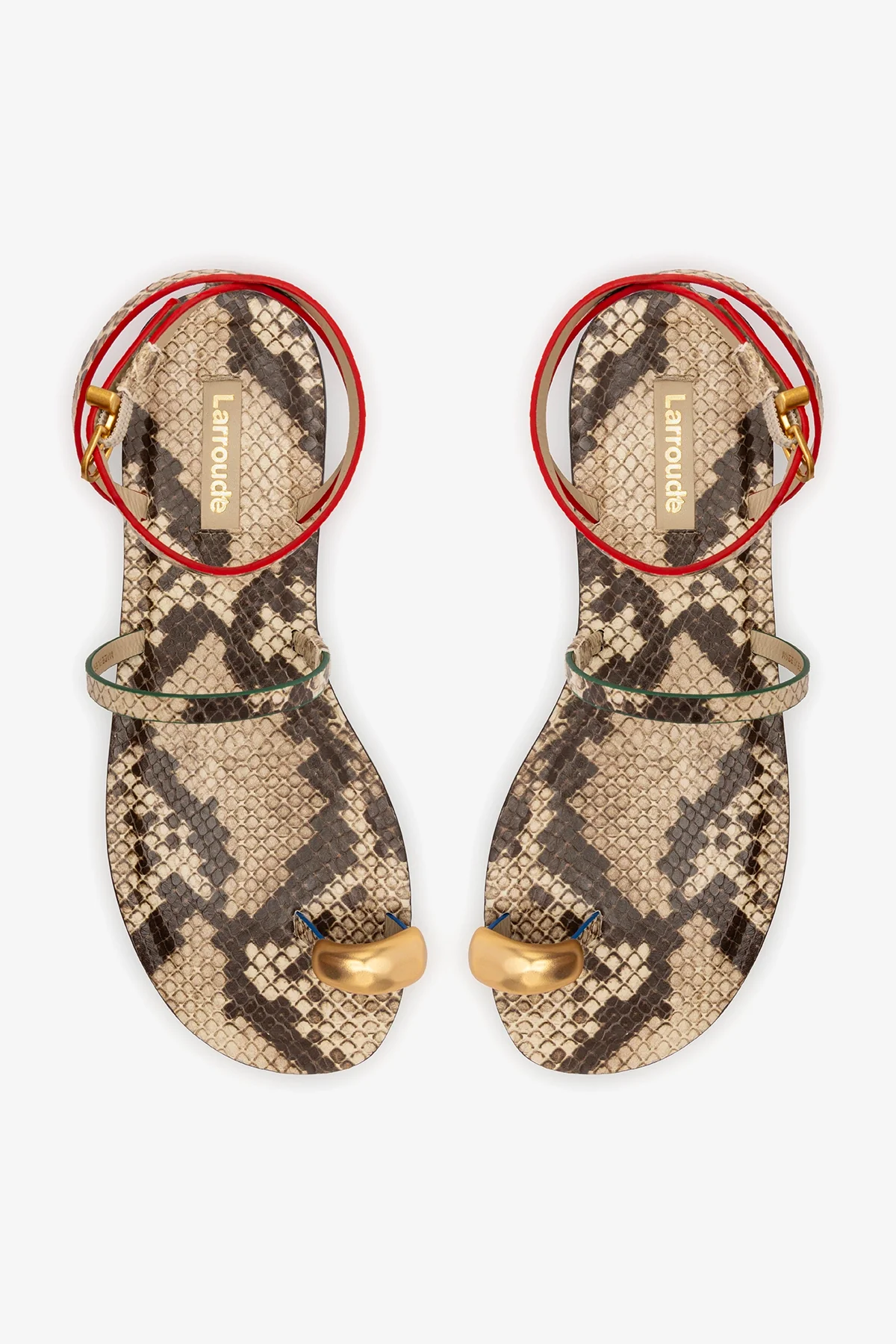 Biarritz Flat Sandal In Neutral Snake Leather - Image 7